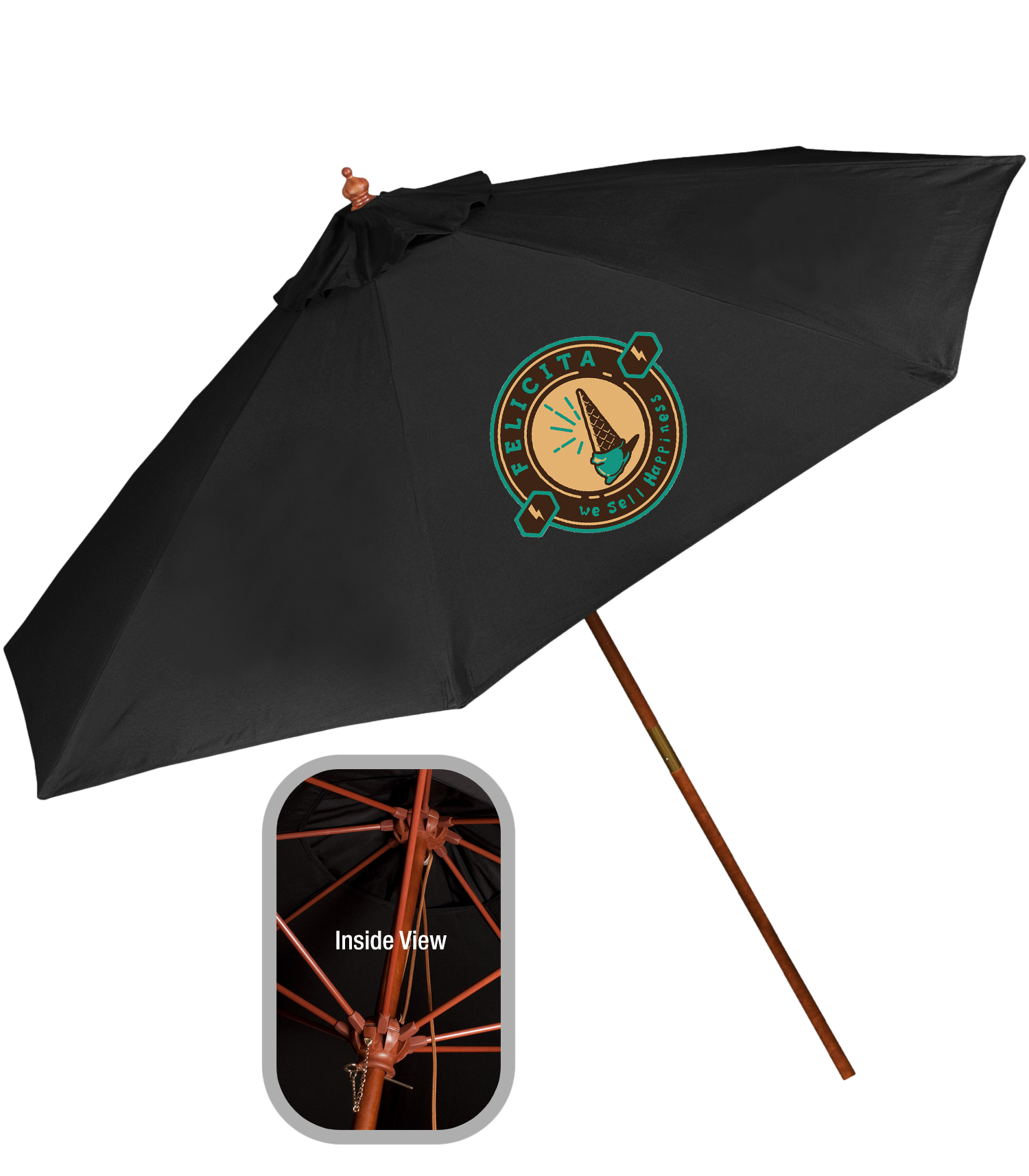 9' Wooden Market Umbrella