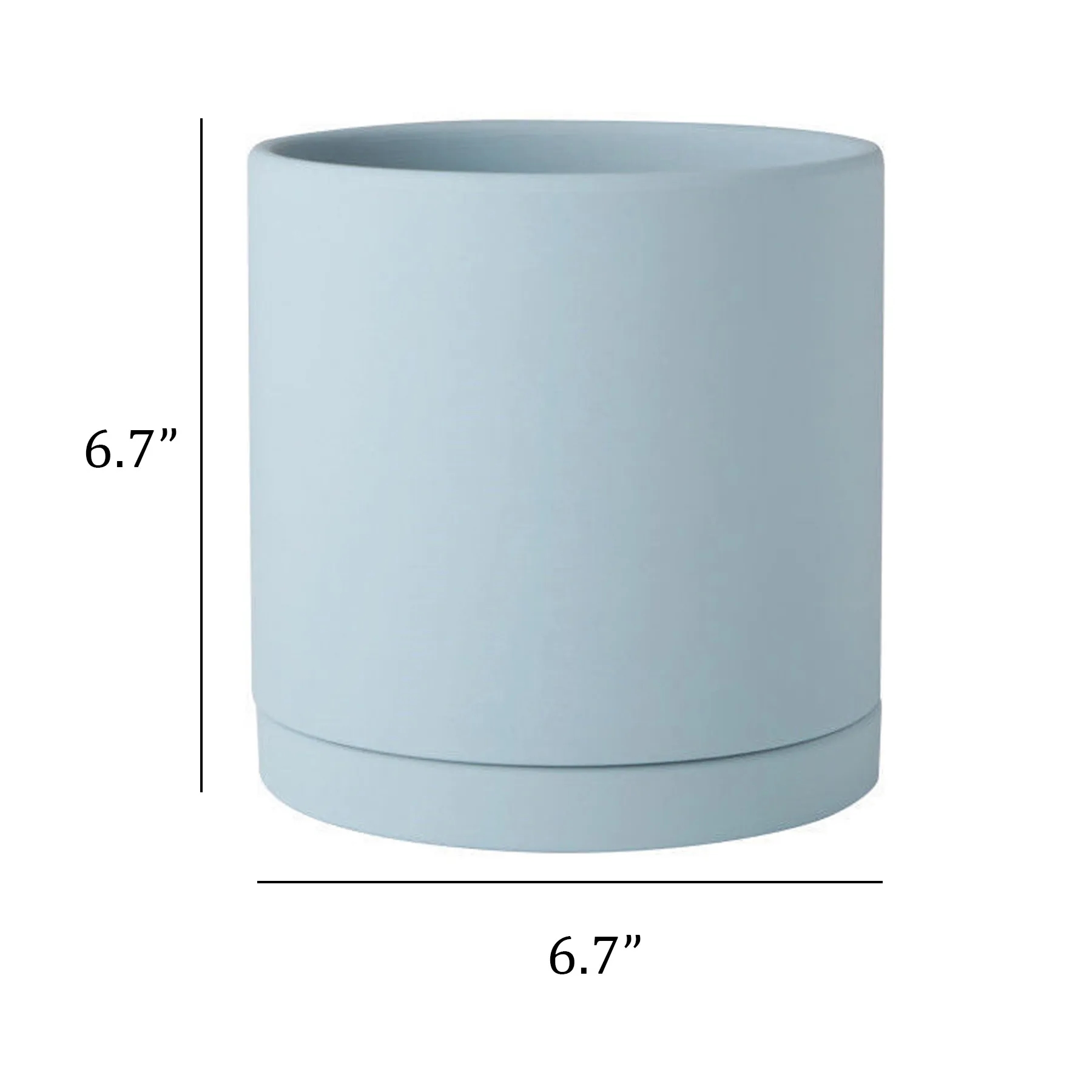 6.7"L x 6.7"D Ceramic flowerpot with tray multiple drainage 2