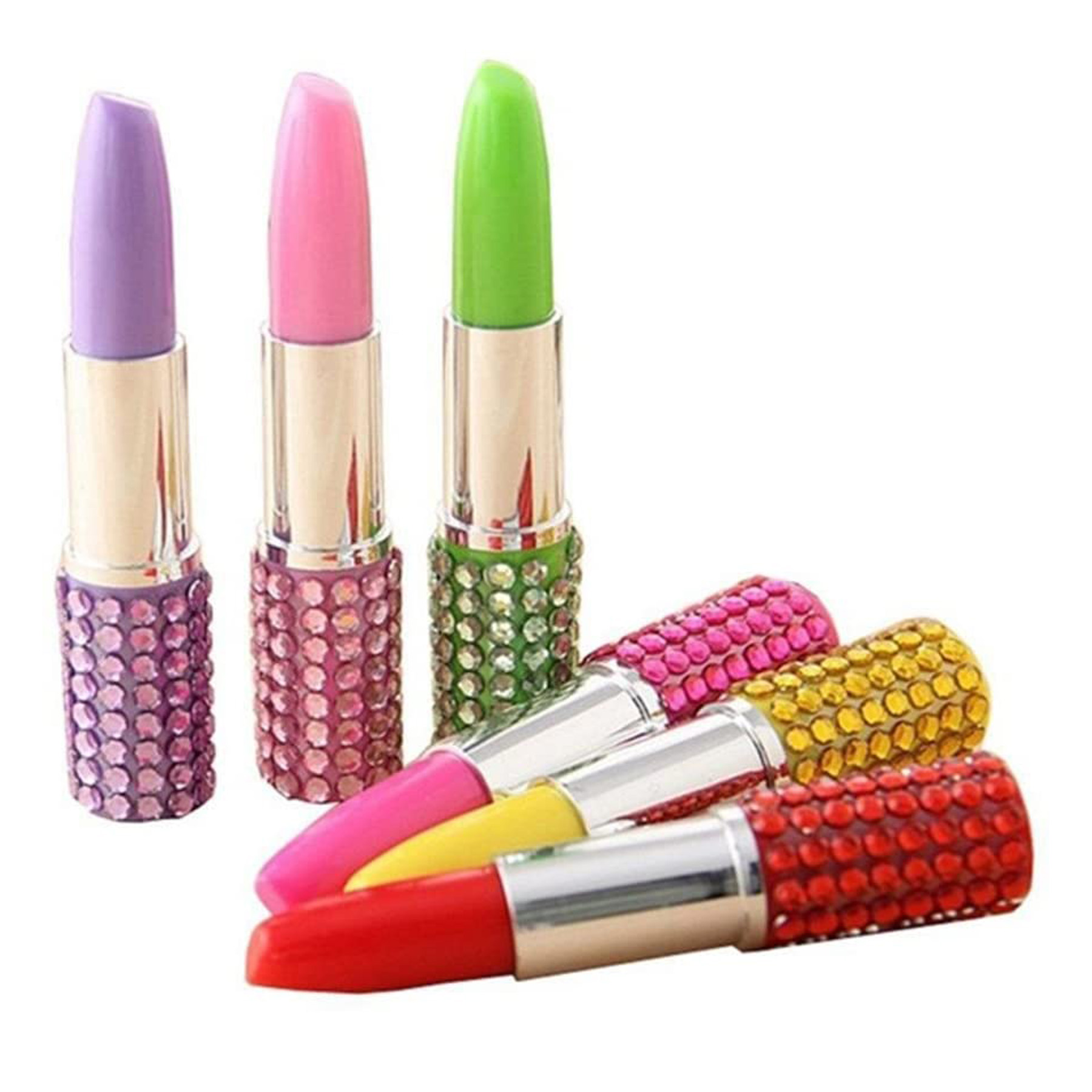Rhinestone Lipstick Shape Ballpoint Ballpoint Pen 2