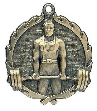 Weightlifting Wreath Medal, 1 3/4" 1
