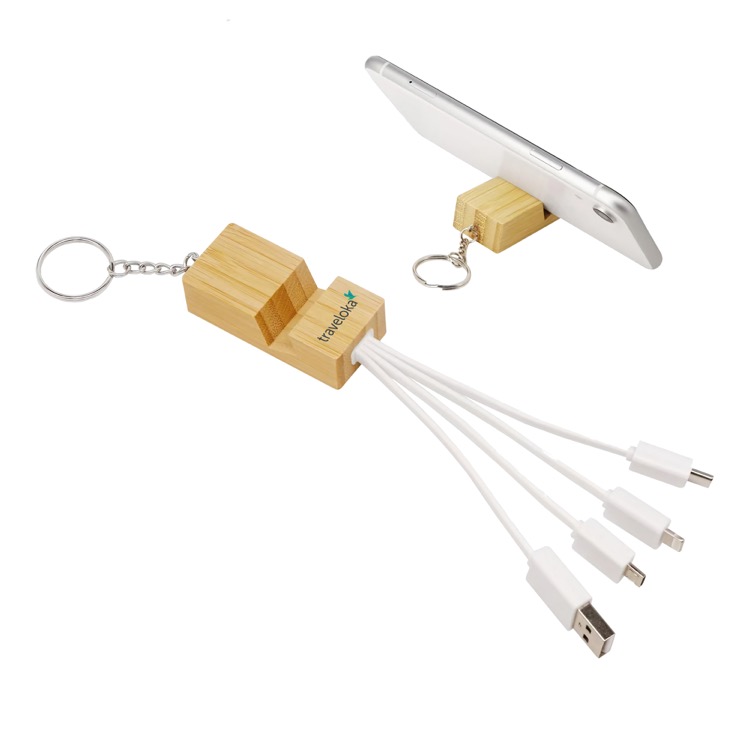Phone Stand Bamboo Charging Cable Key Ring 2