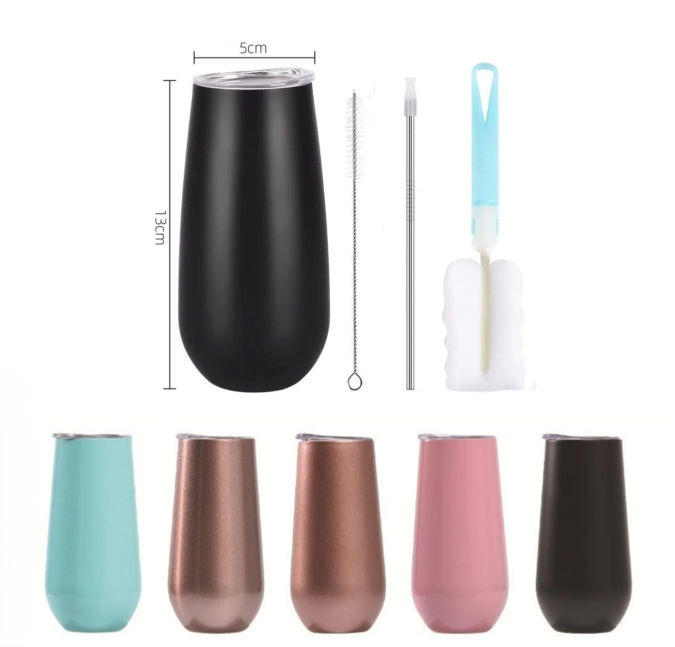 Stemless Double Insulated Champagne Flute Wine Tumbler 4