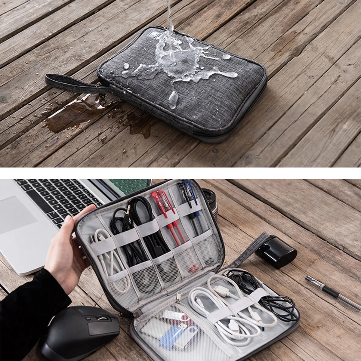 Water Resistant Travel Cable Organizer Electronics Pouch 2