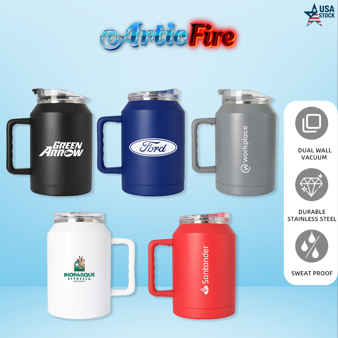 ArticFire 50oz Insulated Stainless Steel Mug with Straw & Twist Lid 1