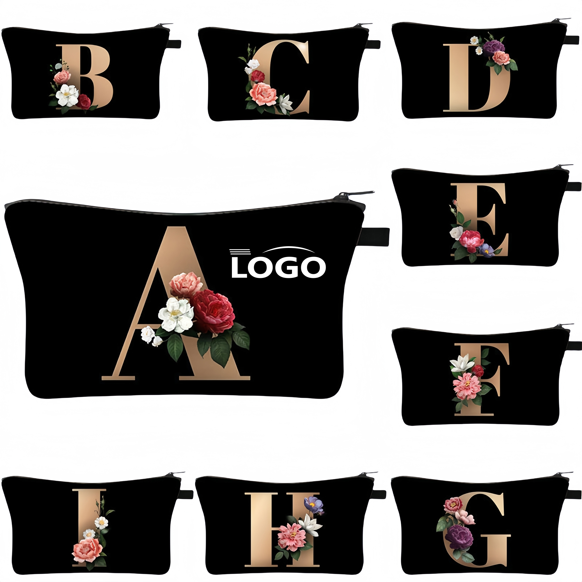 Floral Letter Print Cosmetic Bag for Makeup and Travel 2