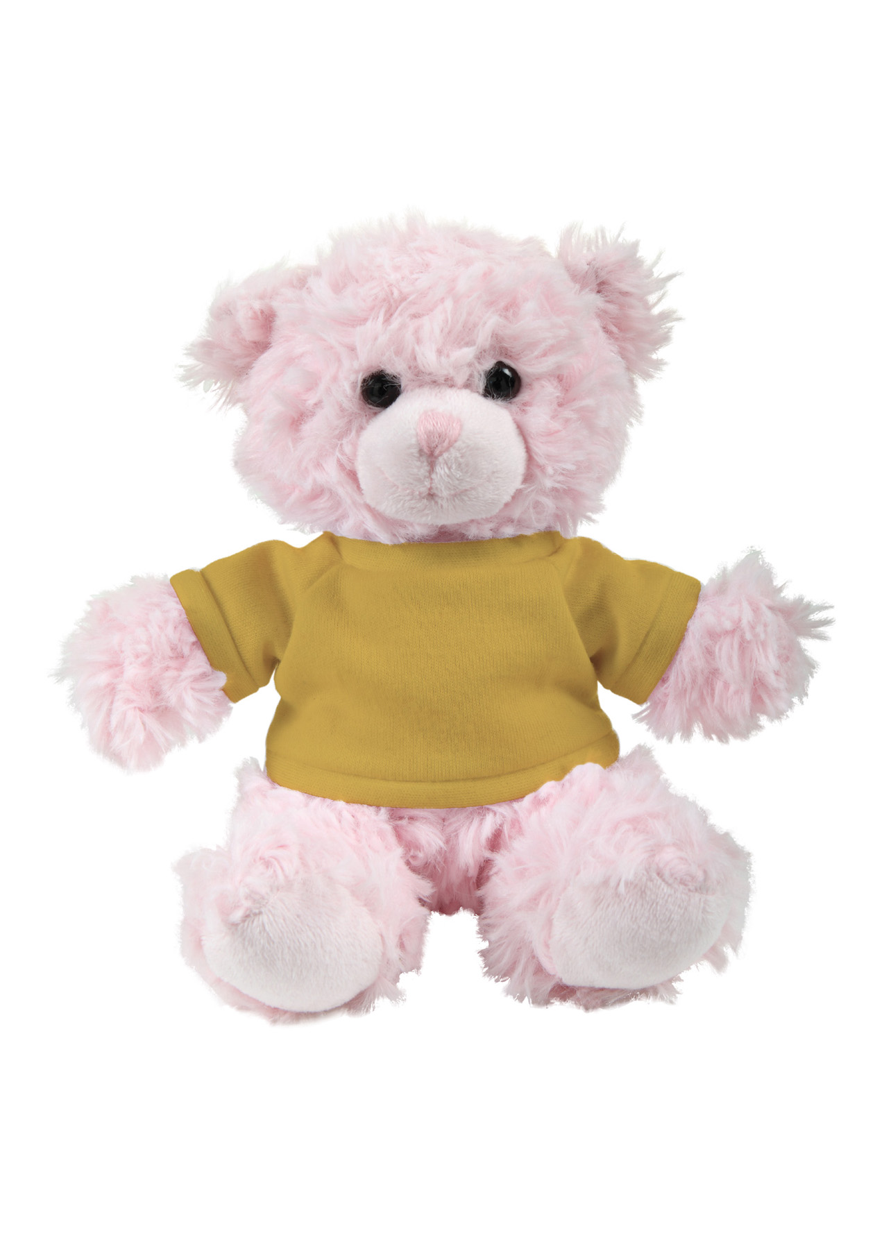 soft plush  Pink Curly Sitting Bear with t-shirt 23