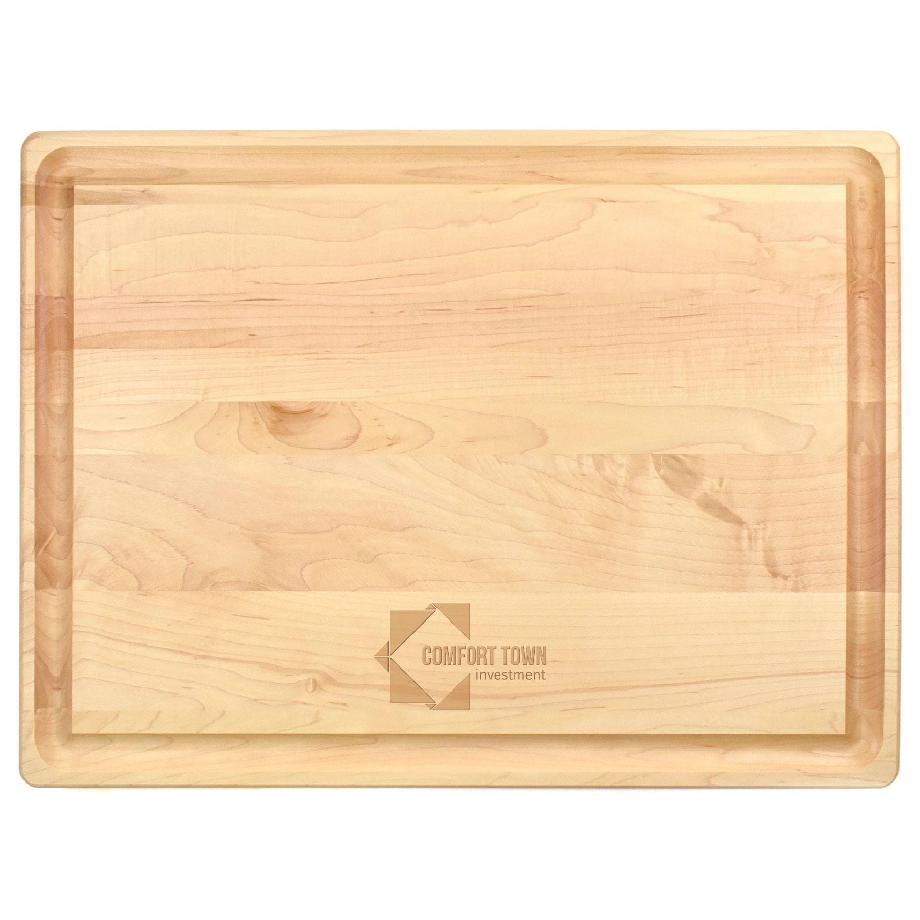 15" x 20" x 1 1/4" Maple Rectangular Butcher Block with Juice Groove