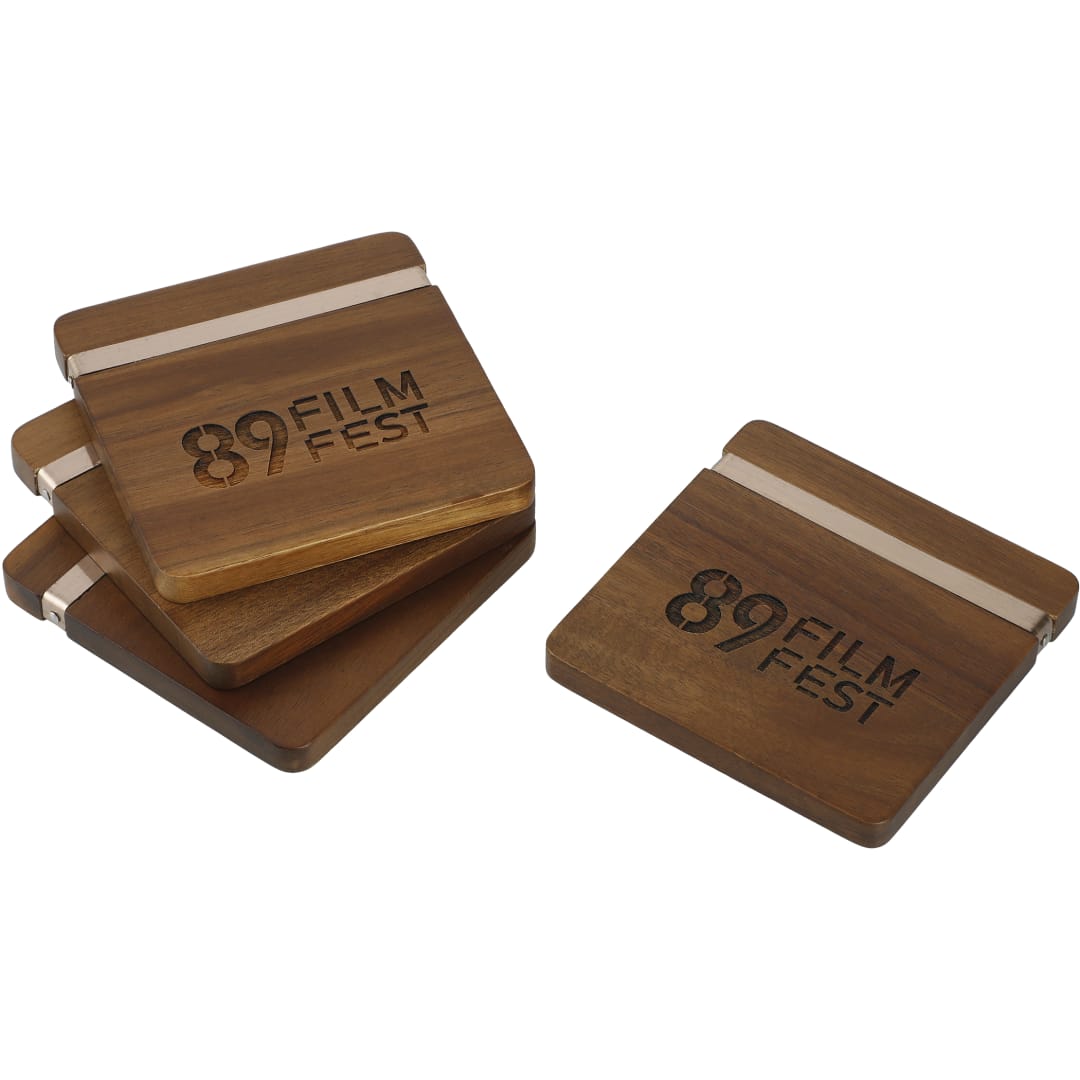 Graze Wood and Metal Coaster Set 34