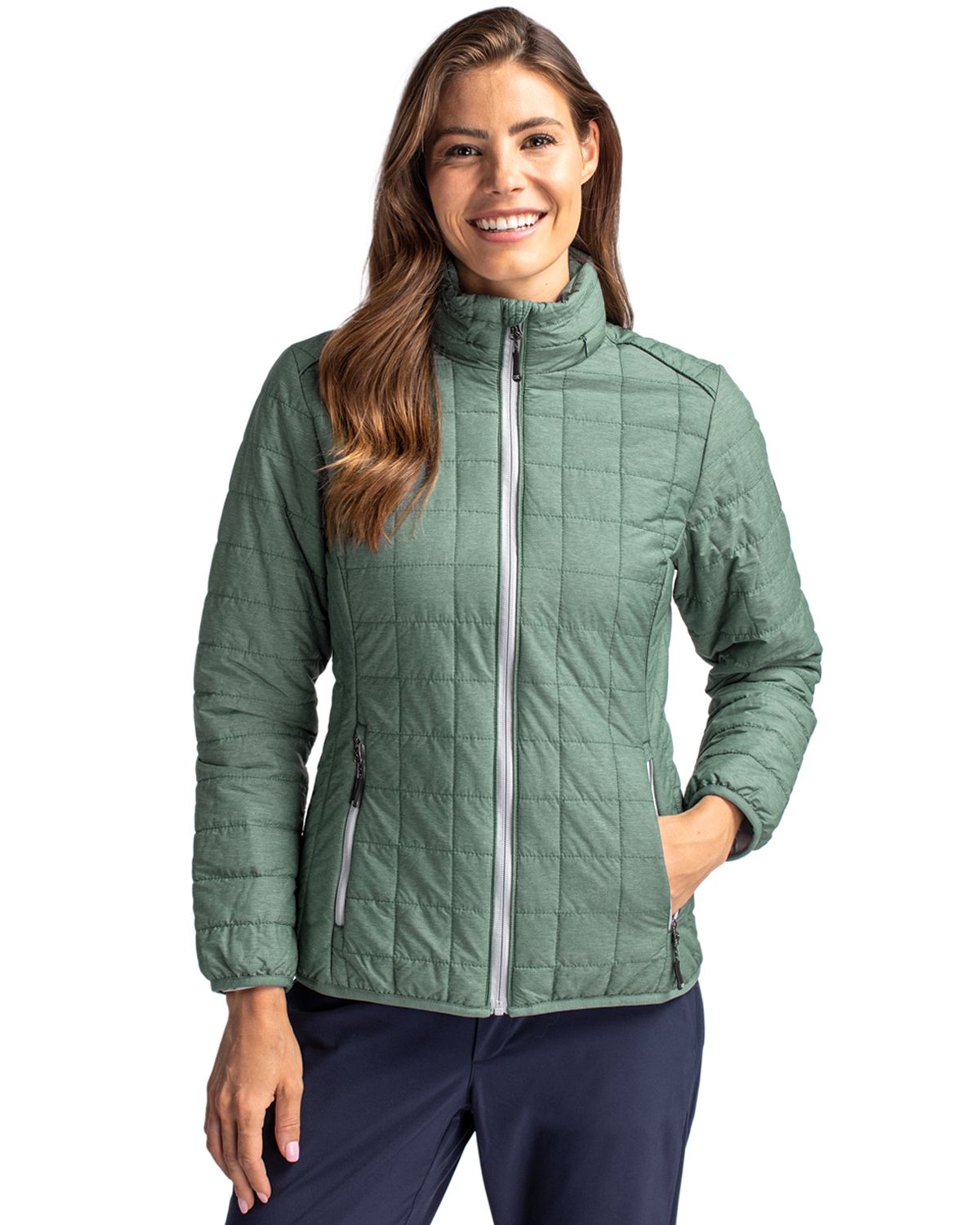 Cutter & Buck Rainier Recycled Insulated Puffer Womens Full Zip Jacket 66