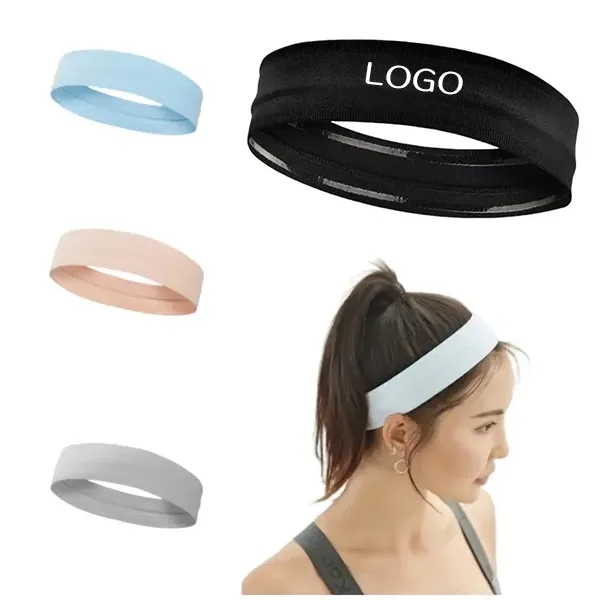 Double Rubber Strip Non-Slip Sports Headband - Secure Grip 3