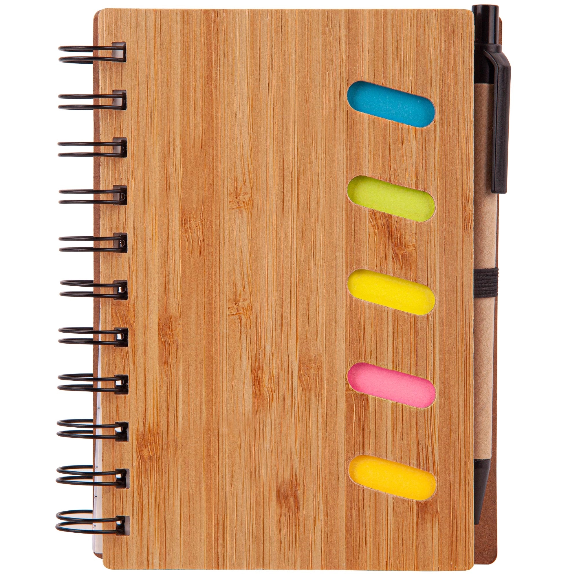 4.75" x 6" Bamboo Notebook with Pen & Sticky Notes 3