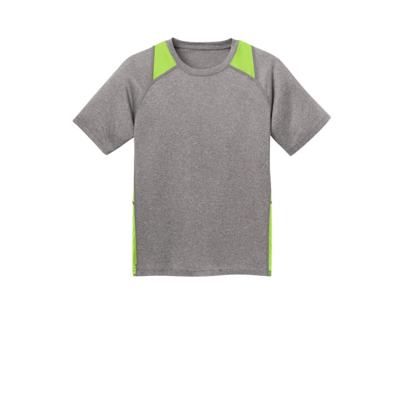 Sport-Tek Youth Heather Colorblock Contender Tee. 22