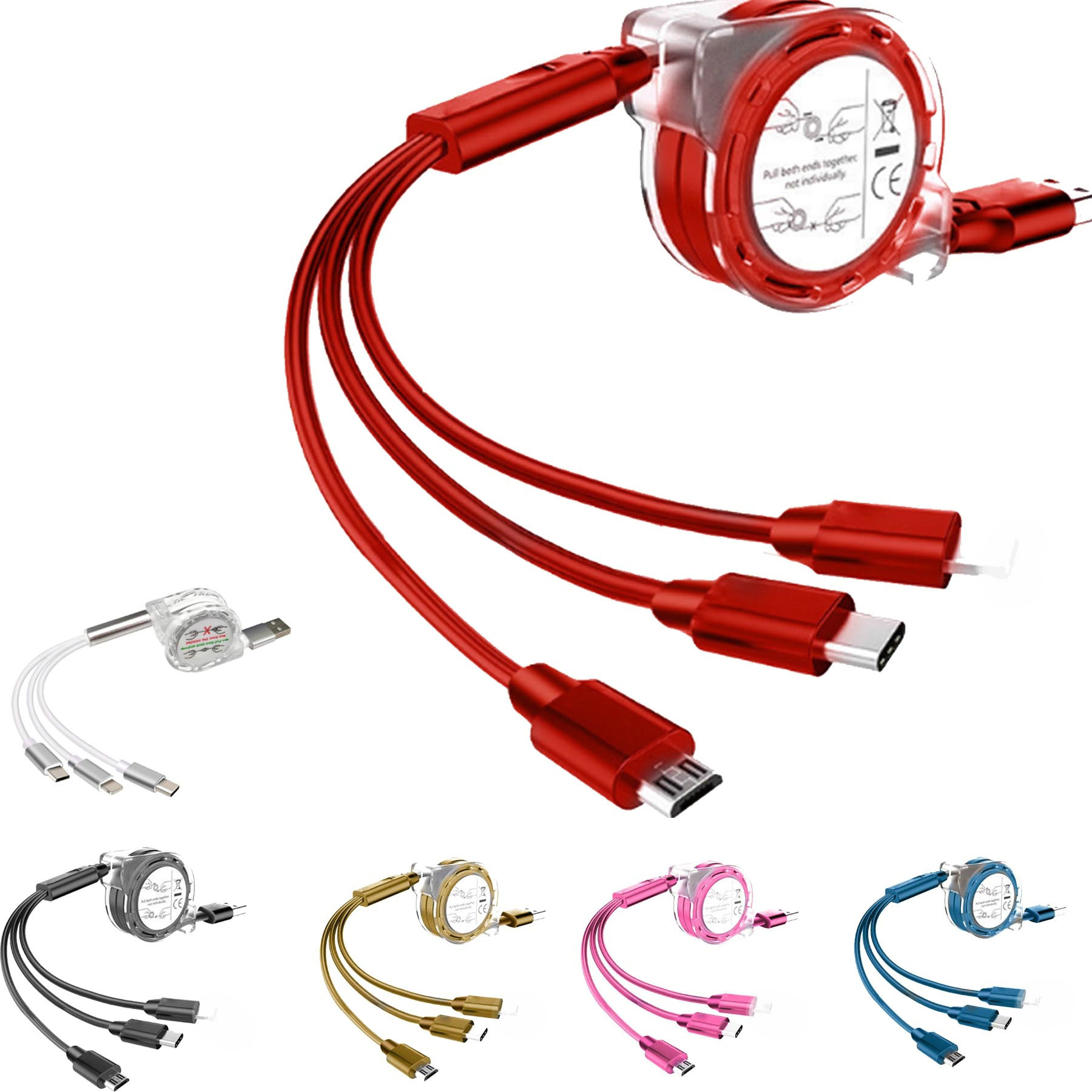 Retractable 3-in-one Phone Charging Cable 2