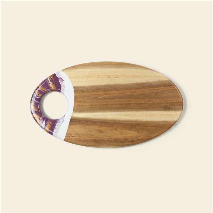 Medium Oval Acacia Board With Dip Holder 26