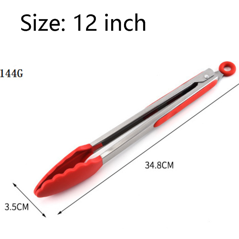Stainless Steel BBQ and Kitchen Tongs with Silicone Tips--7inch/9inch/12inch 8