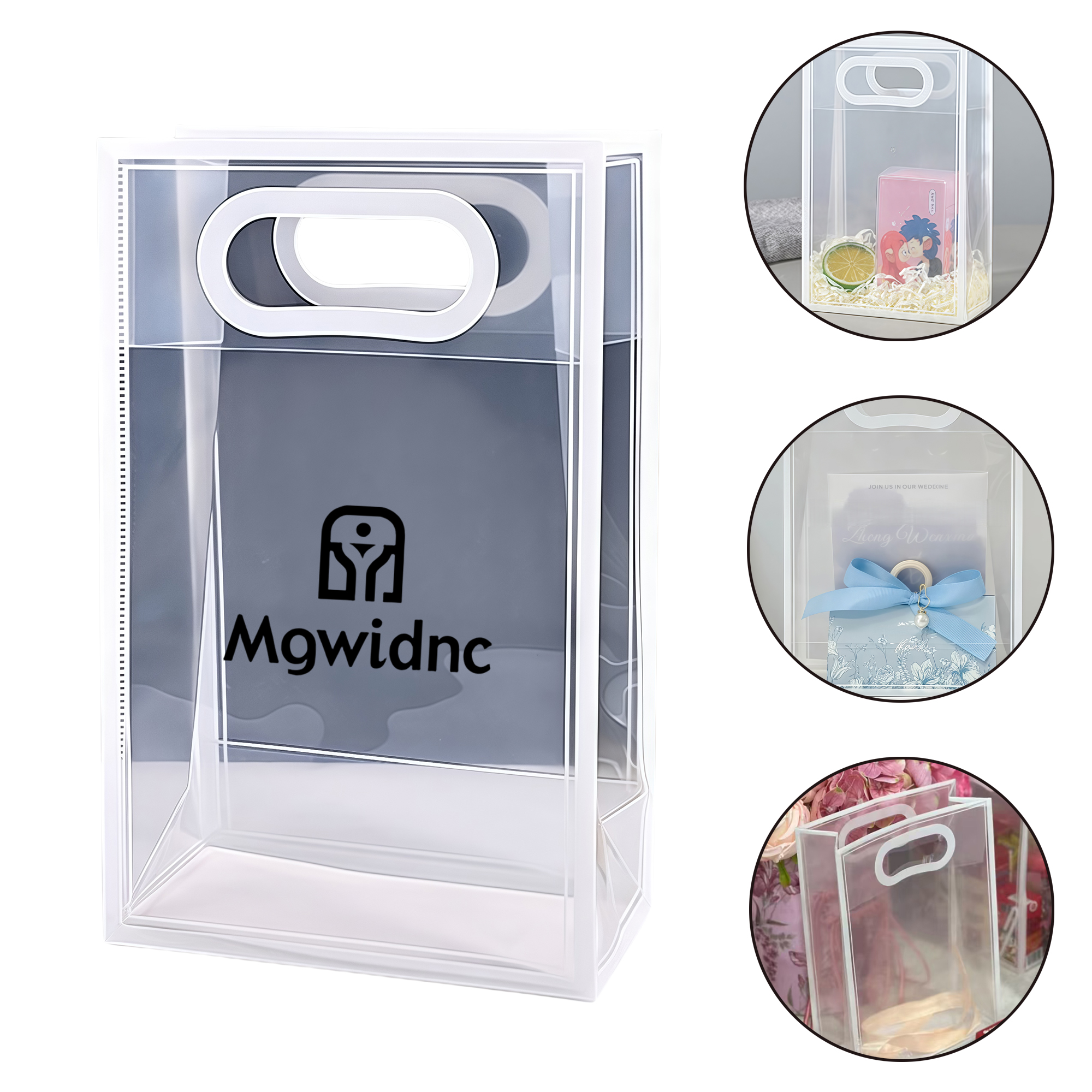 PP Clear Gift Bags for Cosmetics Wedding Favors Reusable Durable Waterproof Tote 10.2x7.1x4.2"