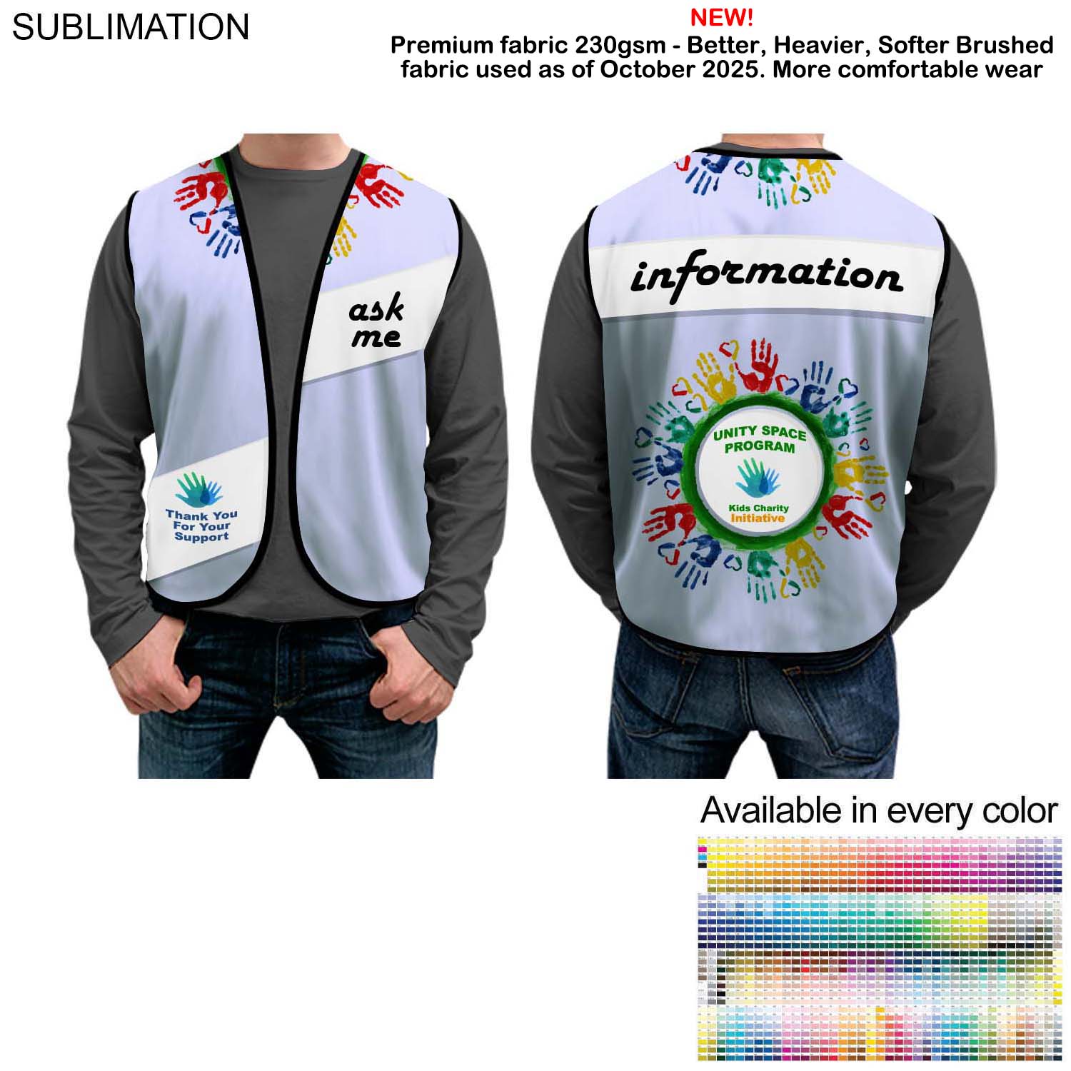 Domestic Made Poplin Vest, Fully Sublimated front and back, Uniform, Volunteer, Safety Vest 4
