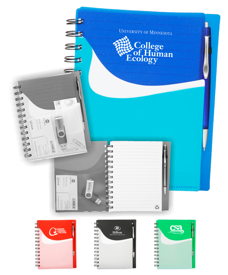 Two Tone Wave Notebook w/Sliding Pocket 1