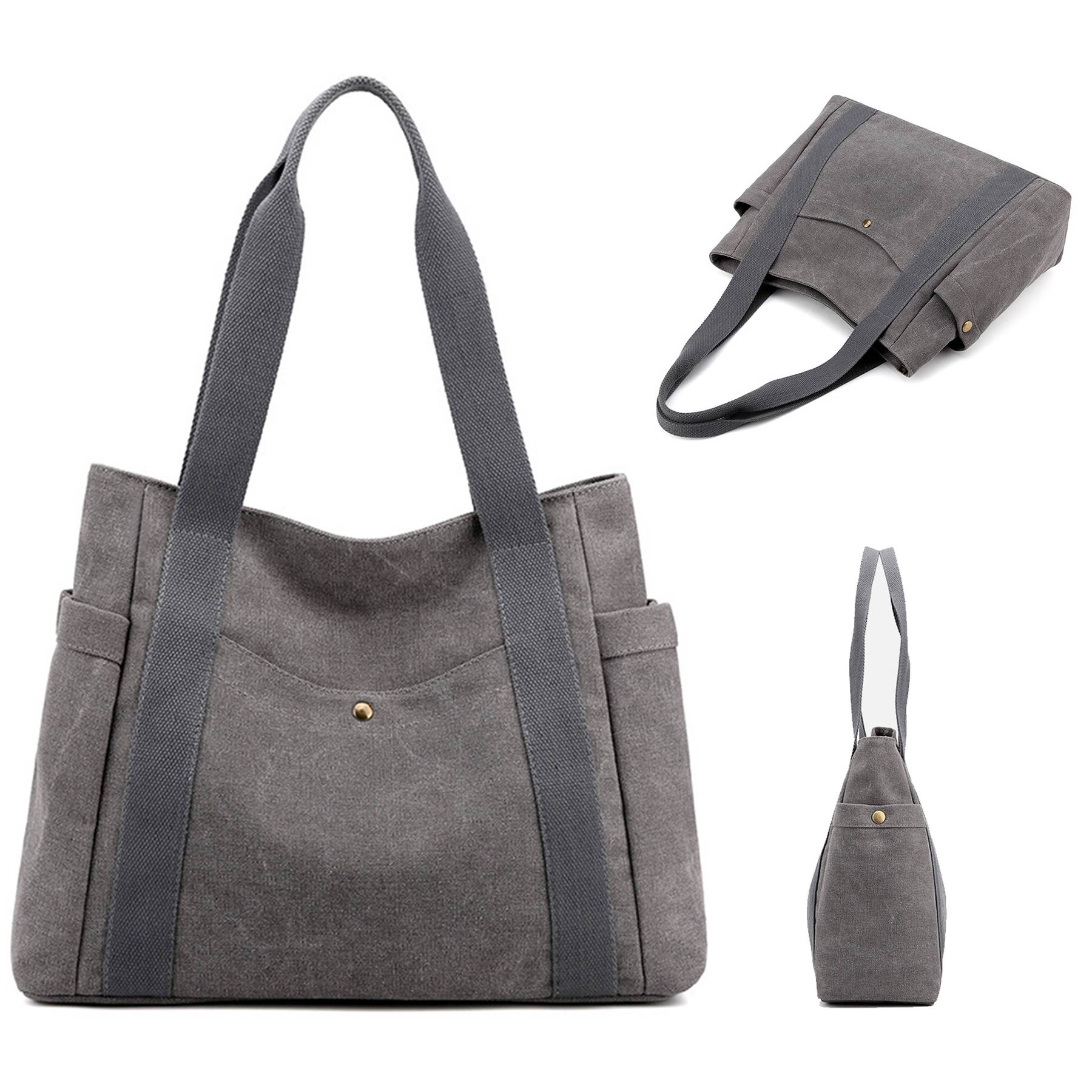 Canvas Multi-pocket Tote bags for women, custom tote bag with logo imprint 3