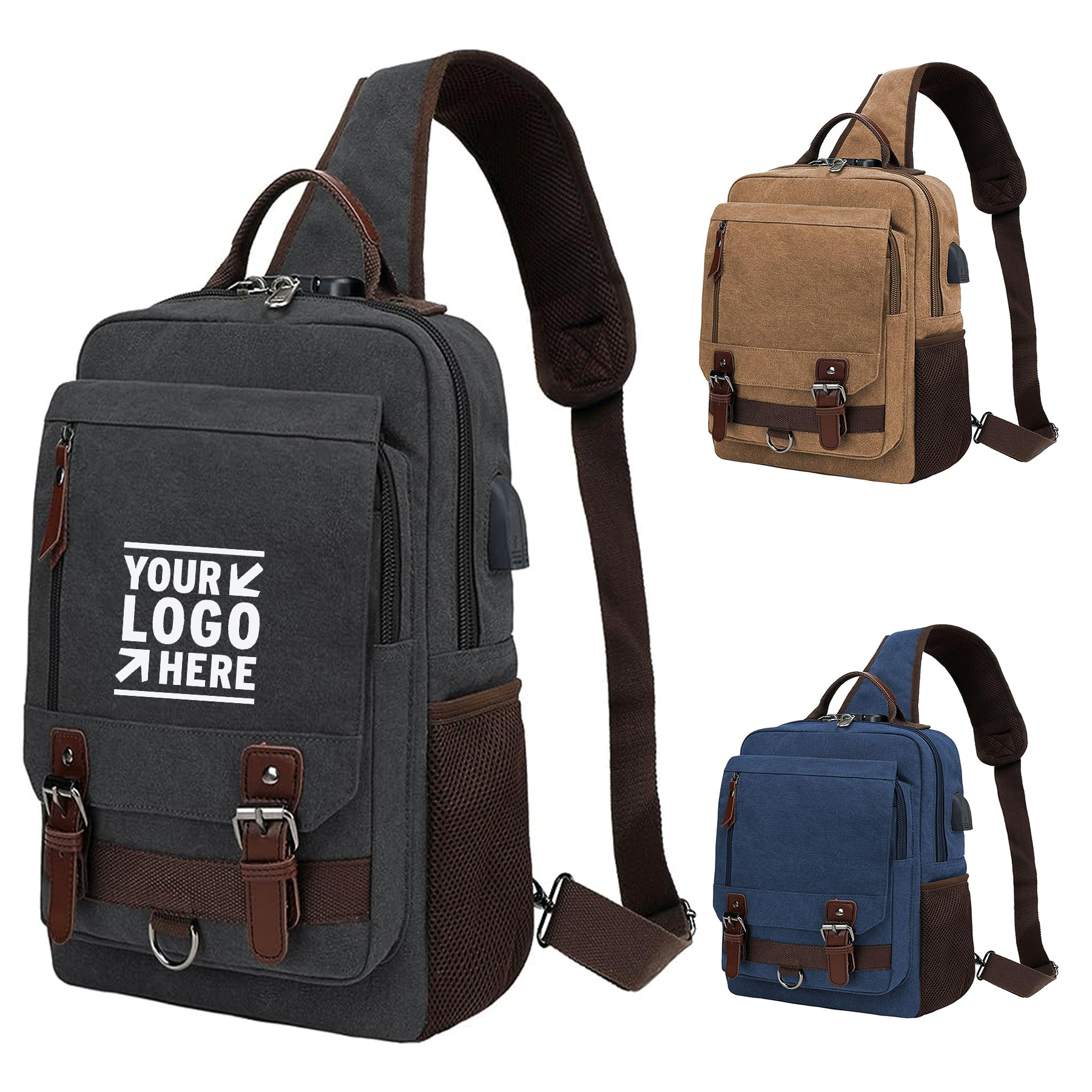 Travel Canvas Messenger Bag Laptop Casual Sling Crossbody Backpack for Men Women
