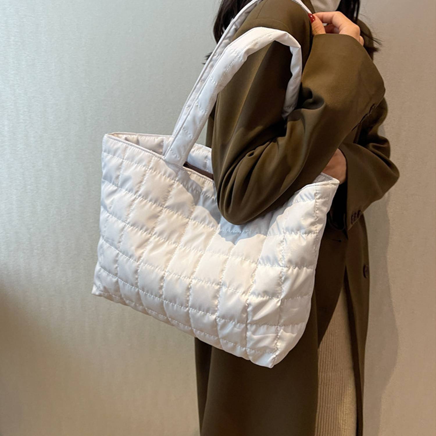 Polyester Tote Bag Pleated Cloud Shopping Handbag 4
