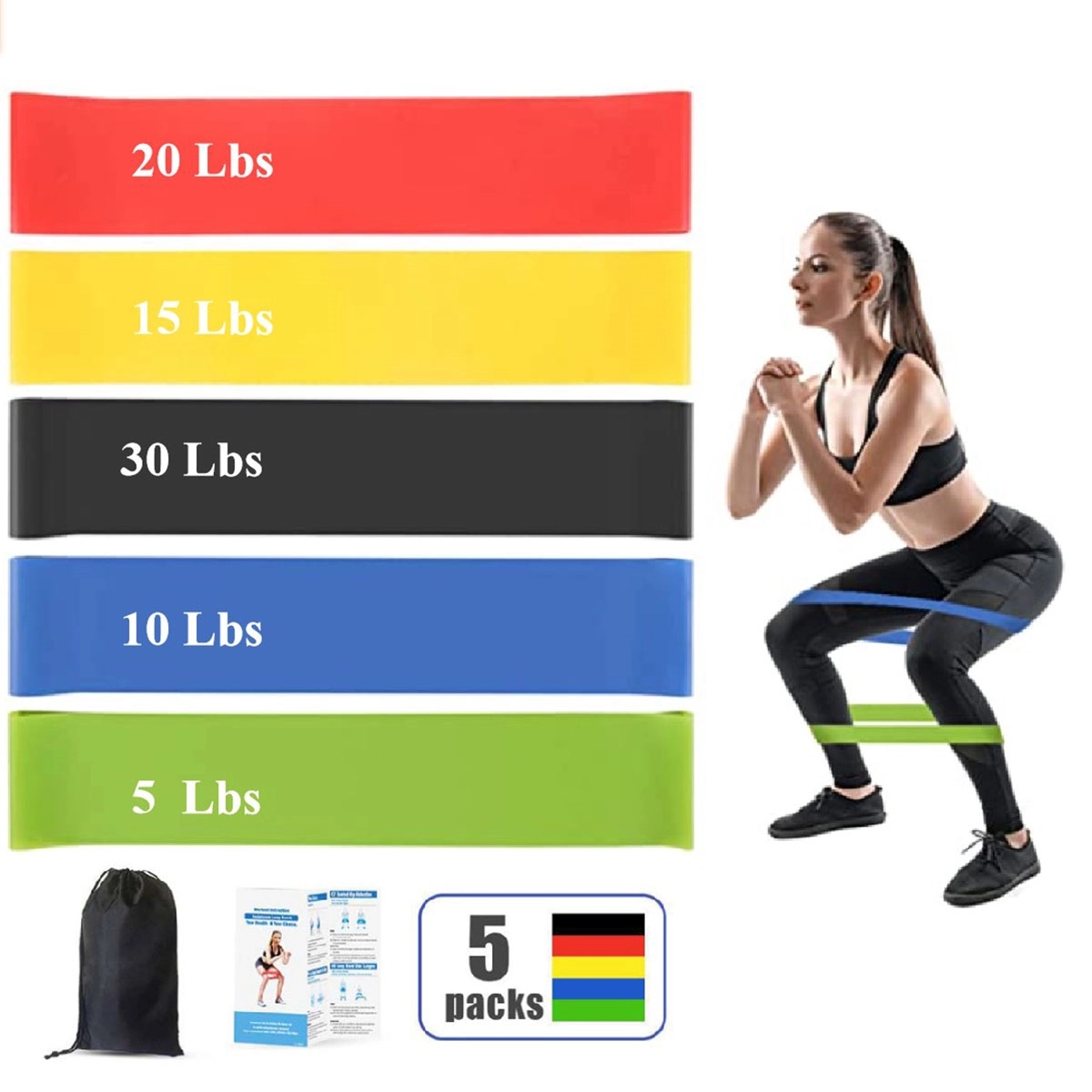 5 Pieces Yoga Elastic Exercise Band 2