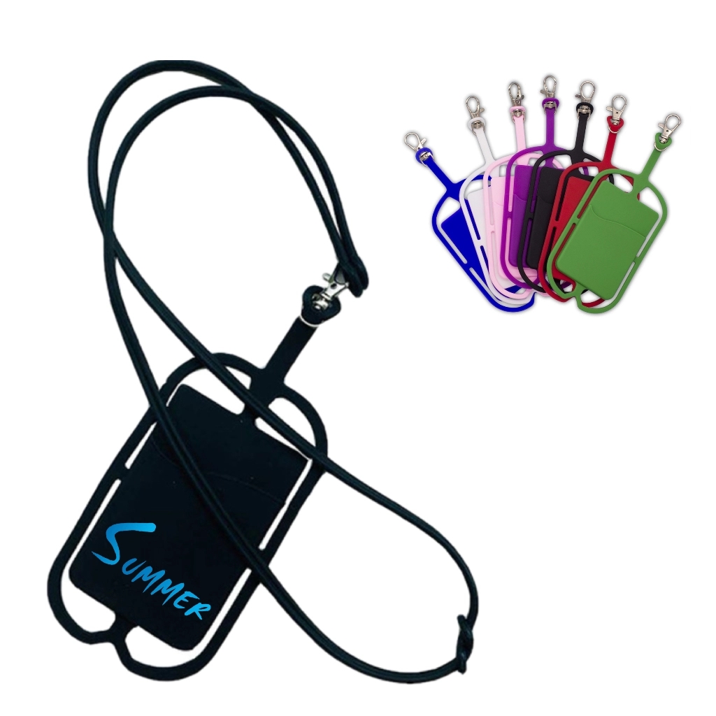Mobile Phone Silicone Lanyard Card Holder With Pocket 2