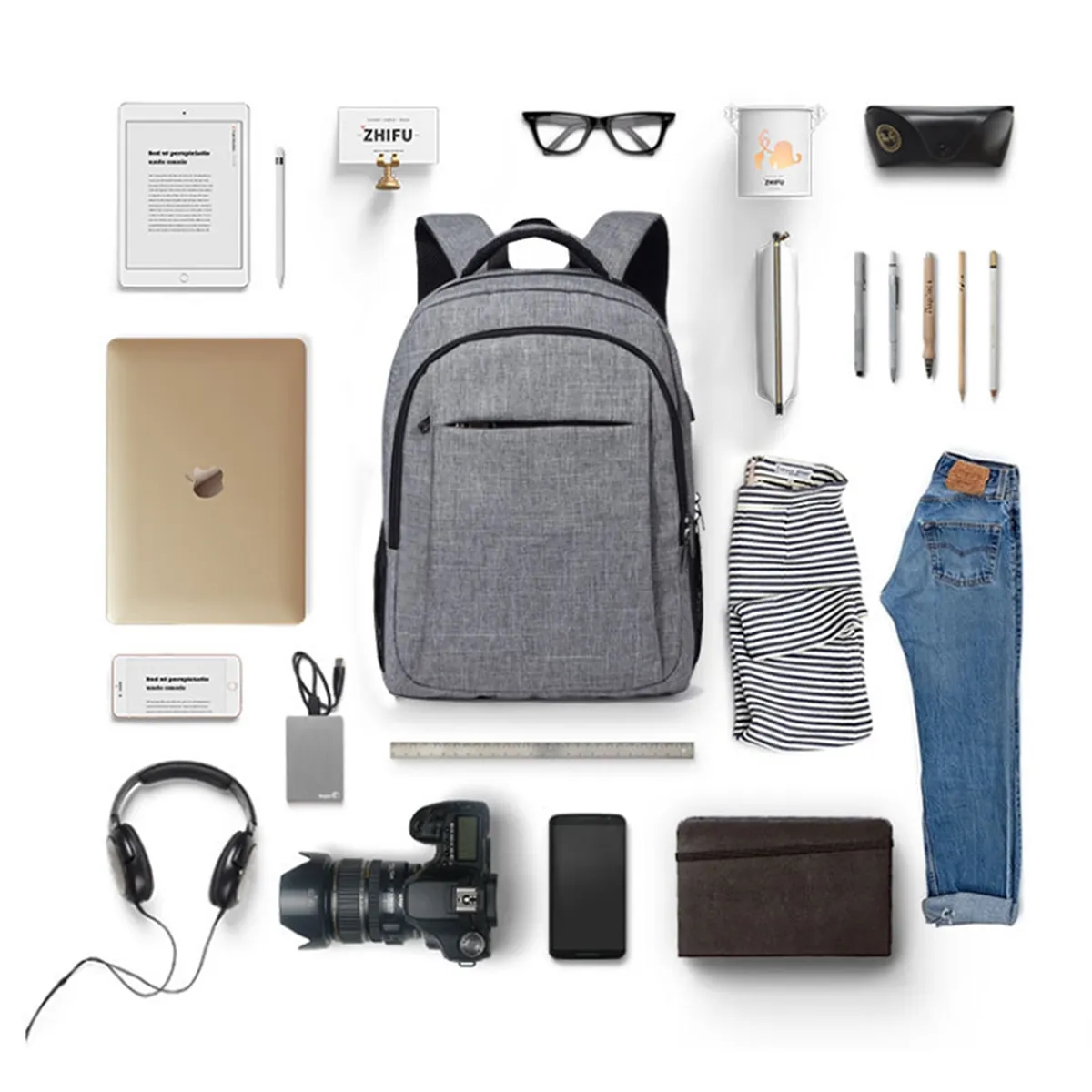 Anti Theft Simple Slim Travel Backpacks With Charging Port 4