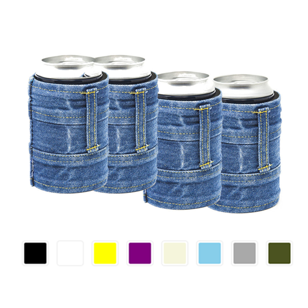 Denim Neoprene Can Coolie, custom koozie with logo imprint 3