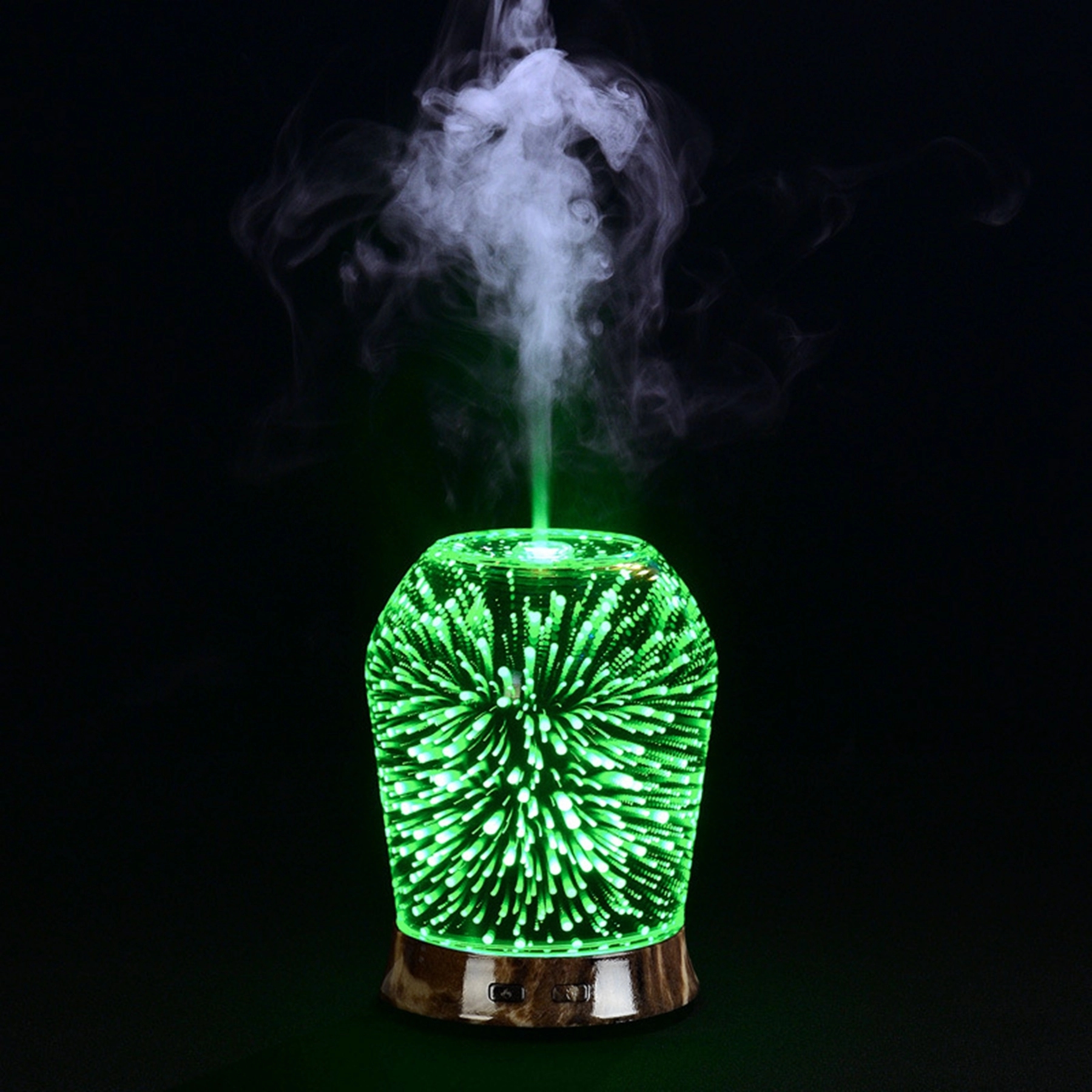 3D Fireworks Glass Wood Essential Oil Diffuser 3