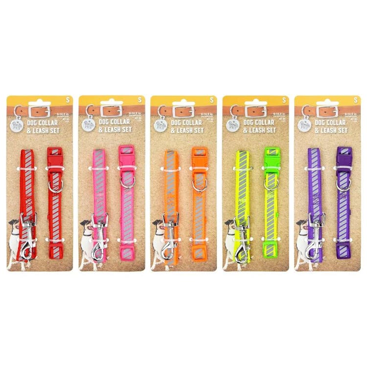 Reflective Nylon Leash & Collar Sets - Small Assorted Colors 2