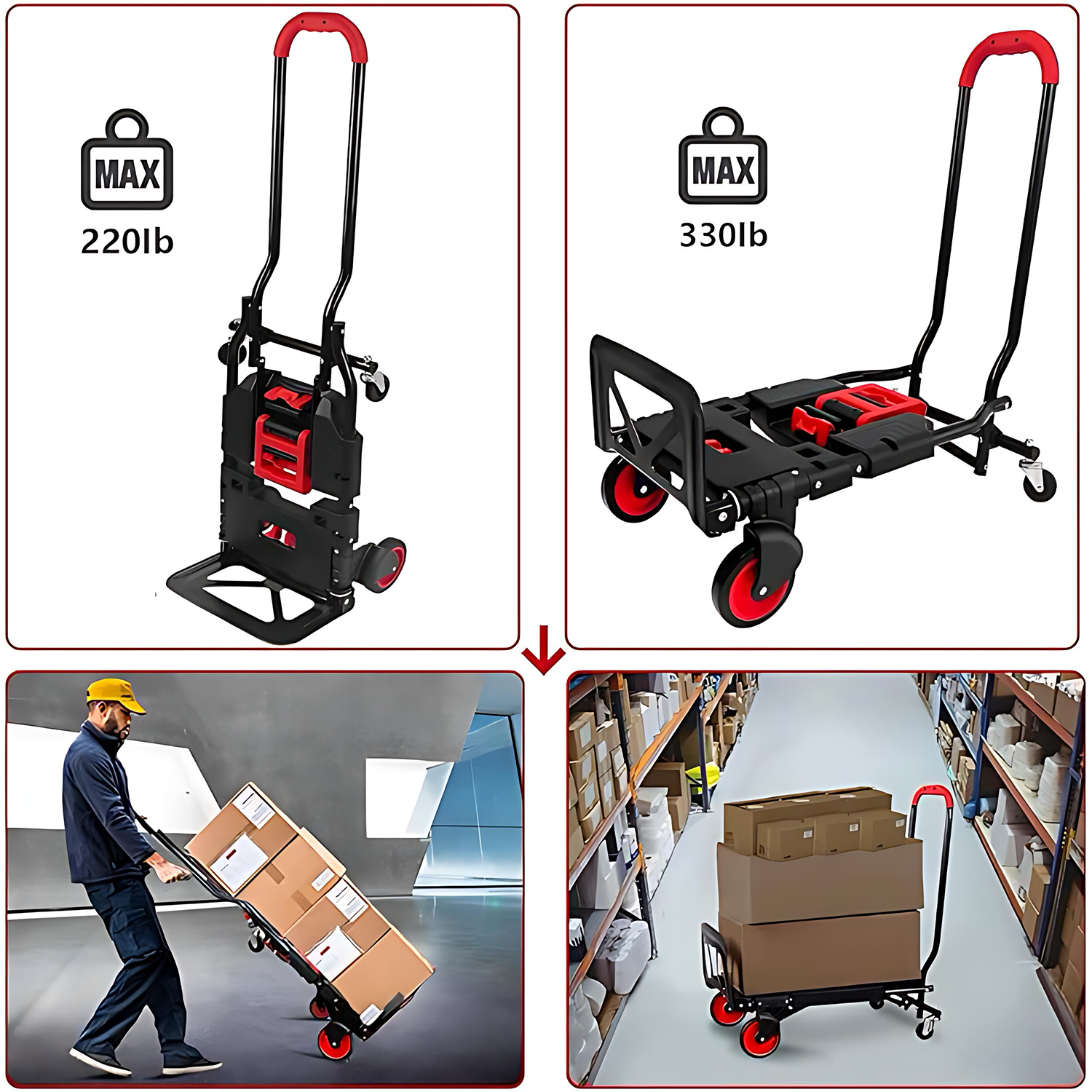 Heavy Duty Folding Metal Hand Truck for Cargo Transport 6
