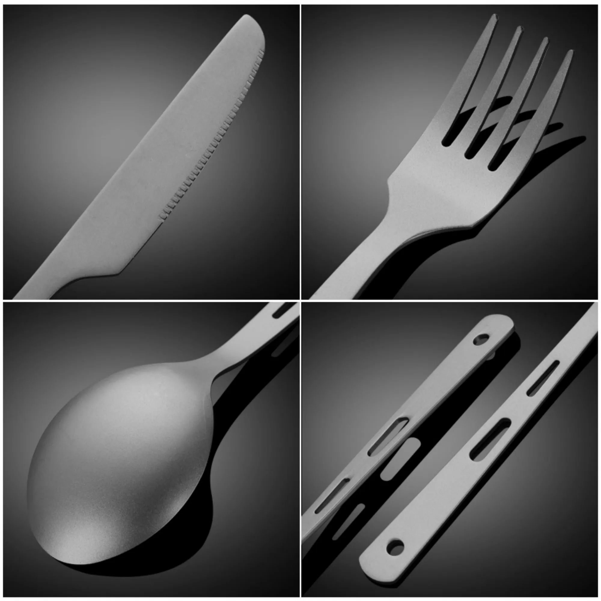 Titanium Camp Cutlery Travel Outdoor Set 4