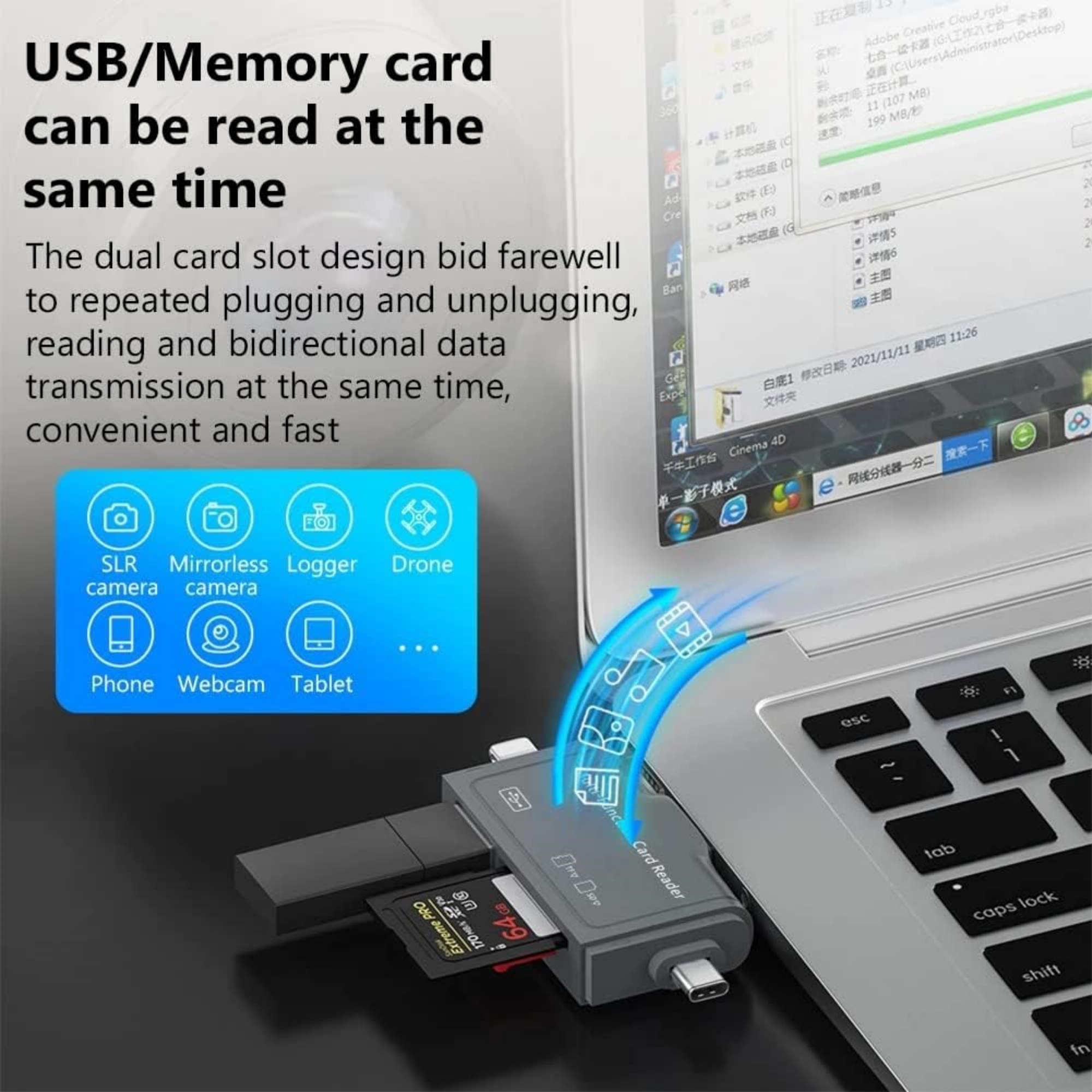 7 in 1 USB 2.0 SD Card Reader 2