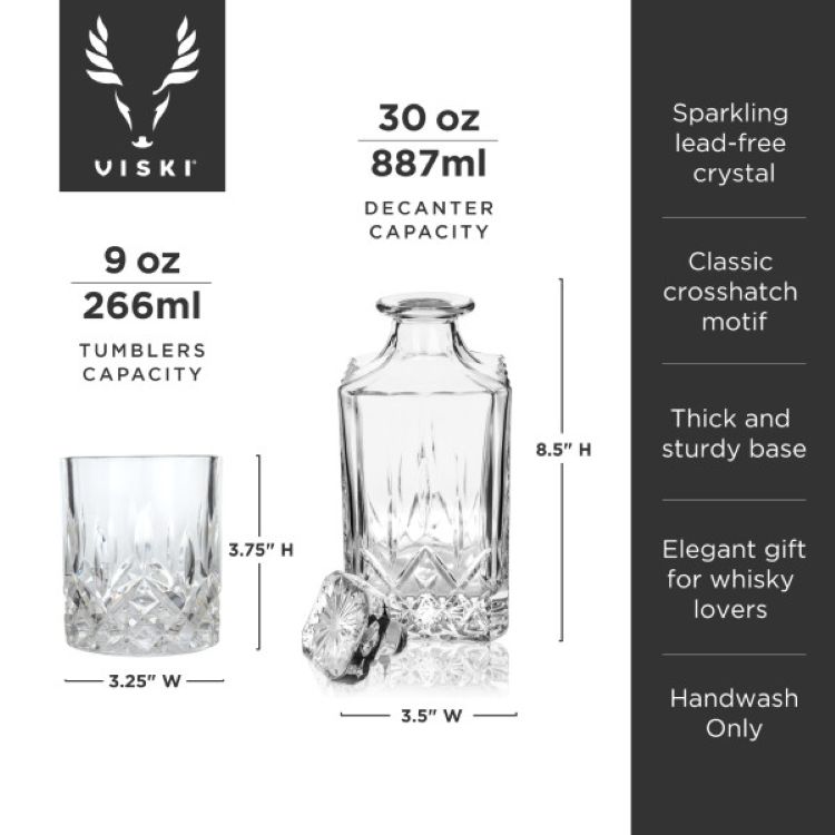 Viski® Admiral™ 3-Piece Decanter & Tumbler Set 11