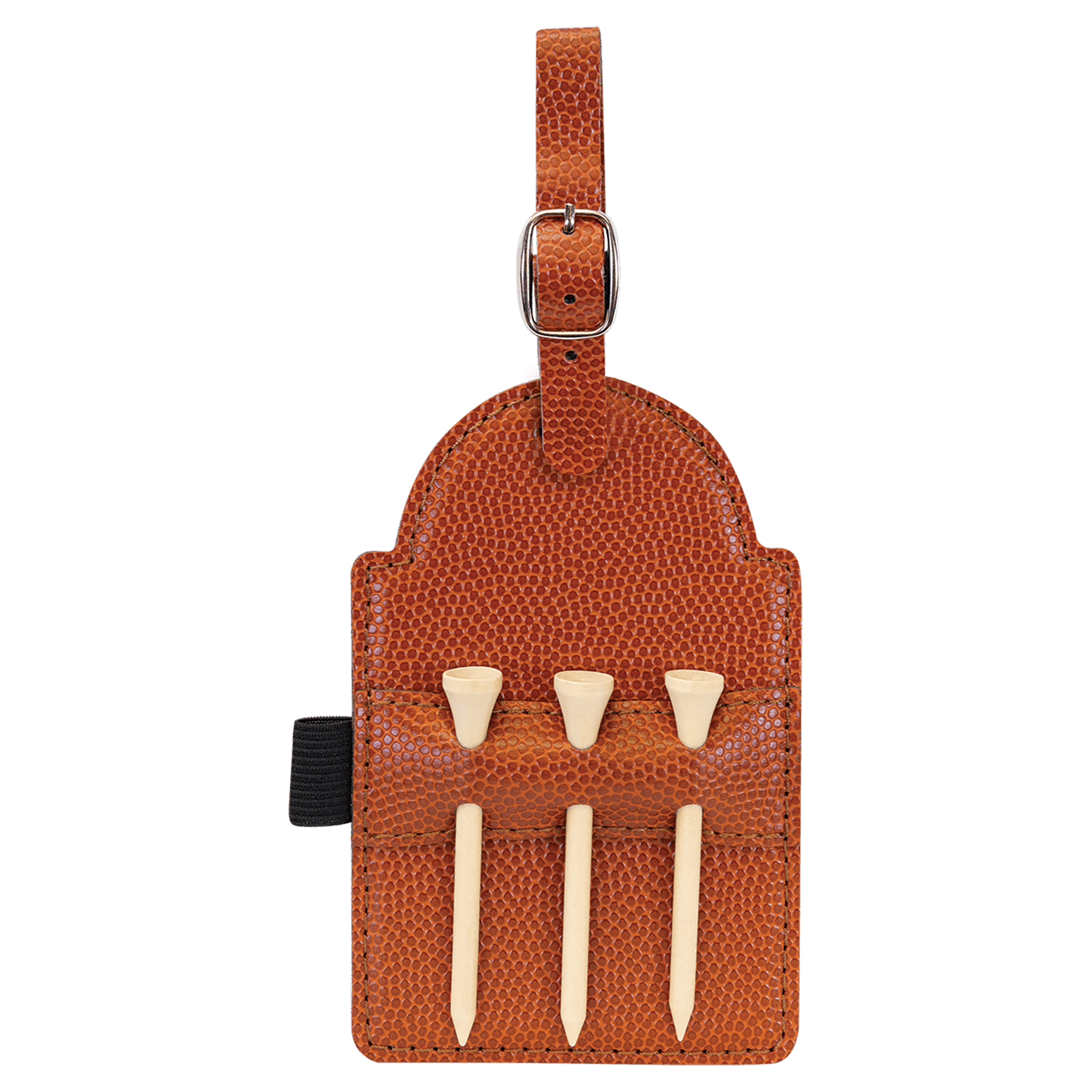 5" x 3 1/4" Basketball Leatherette Golf Bag Tag with 3 Wooden Tees 2