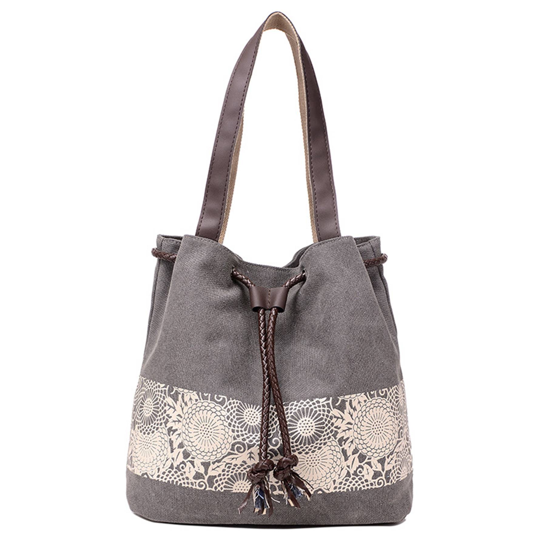 Women Printing Drawstring Canvas Tote Bags 4