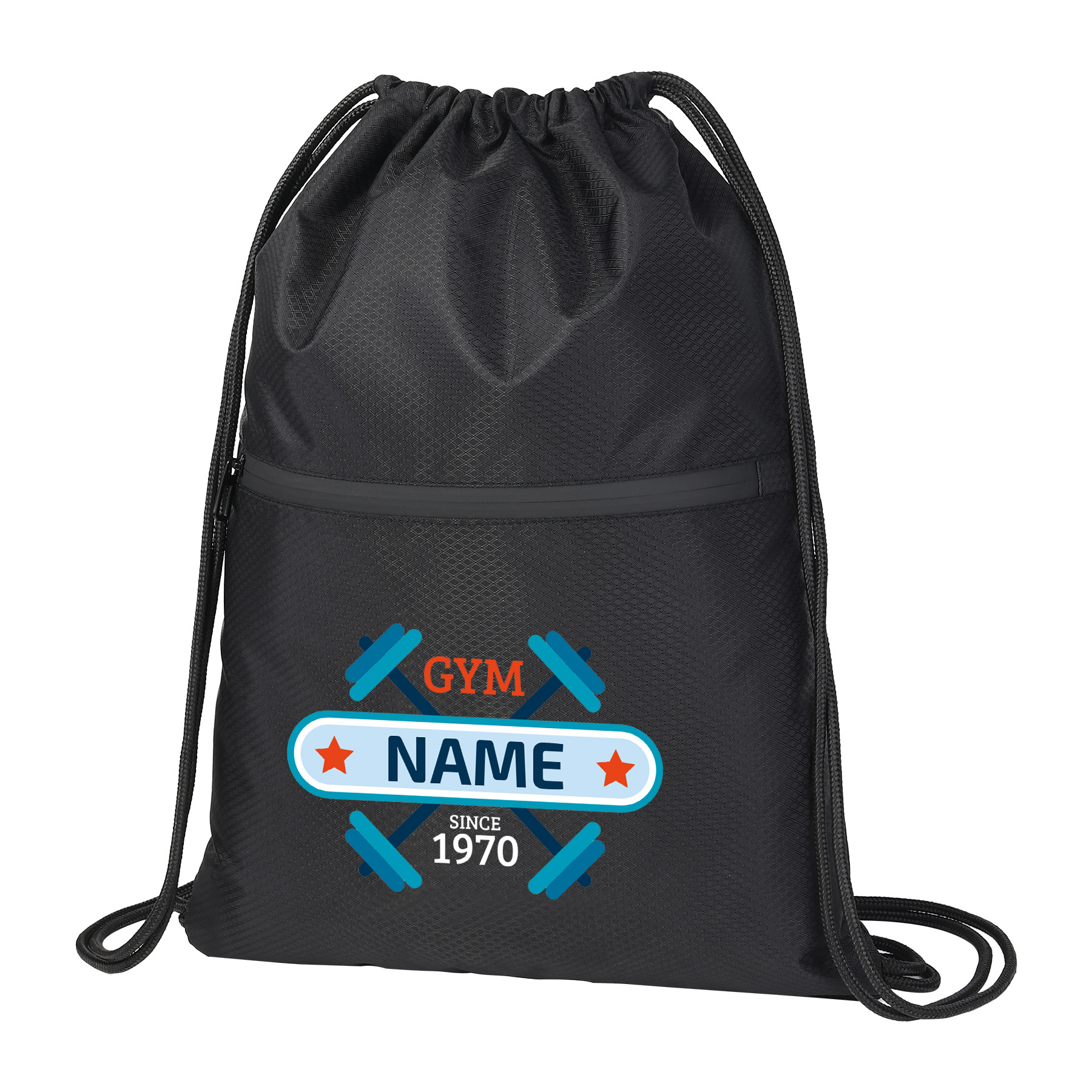 Waterproof Drawstring Gym Bag With Front Pocket 2