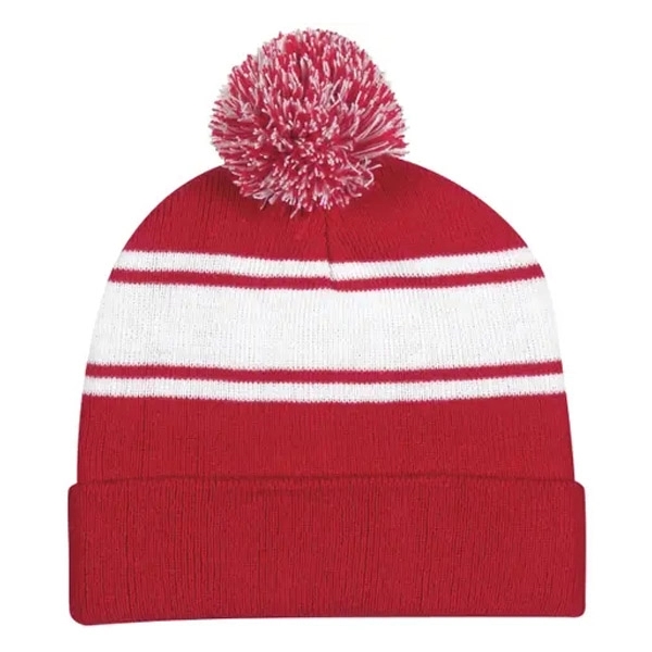 Knit Beanie with Pom Ball 7