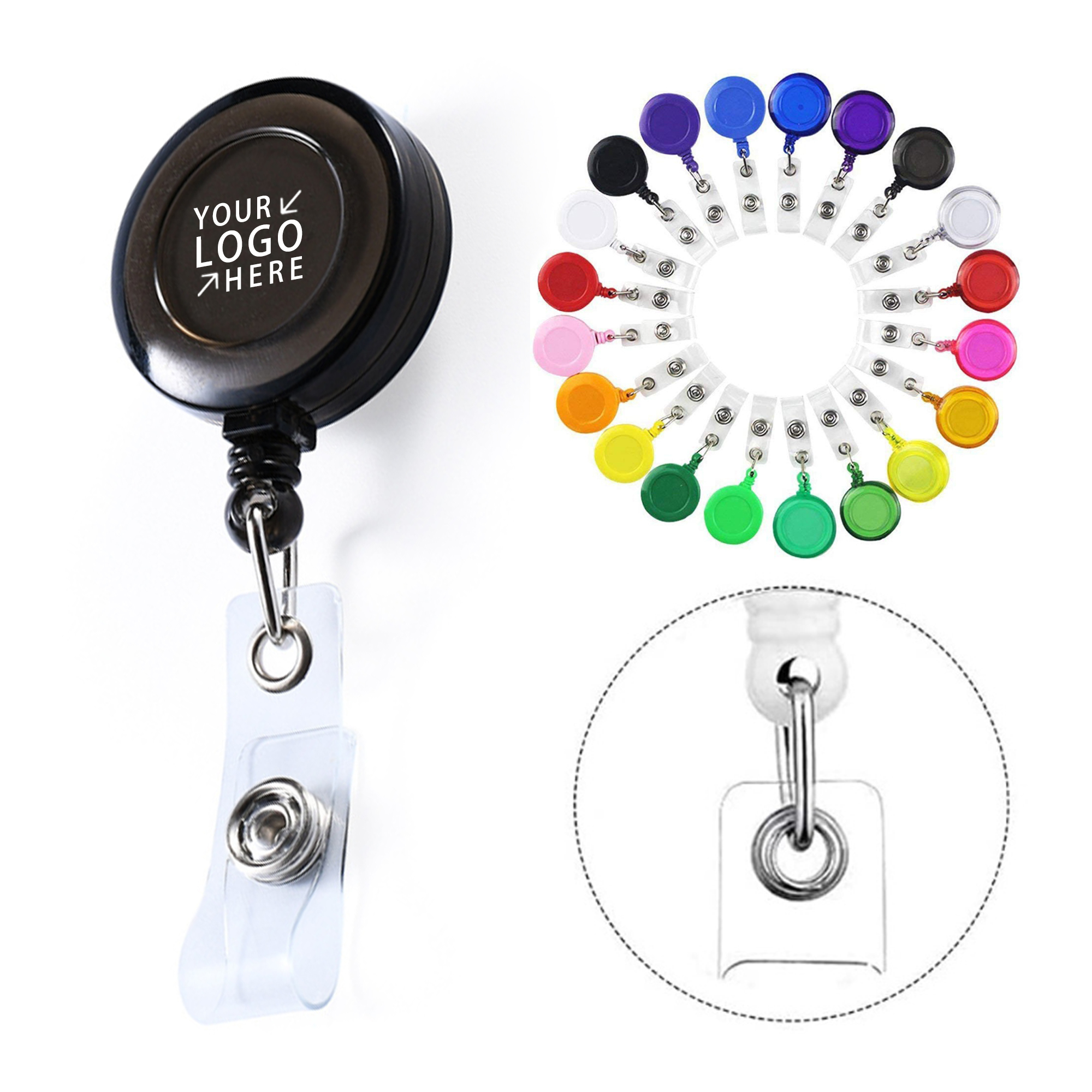 MOQ 50 Retractable Badge Holder Reels With Clip 2