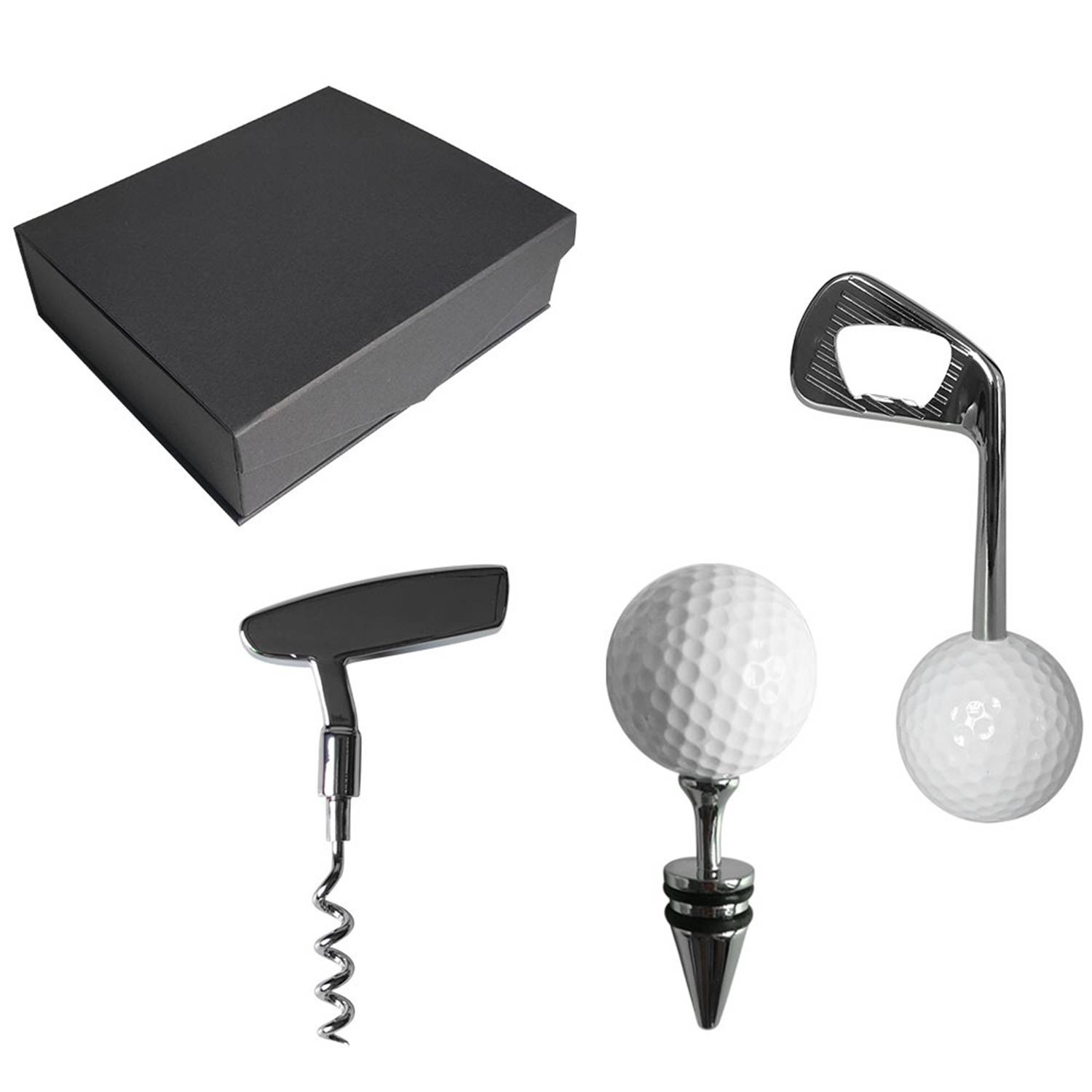 Golf Shaped Wine Corkscrew Stopper Beer Bottle Opener Set 3