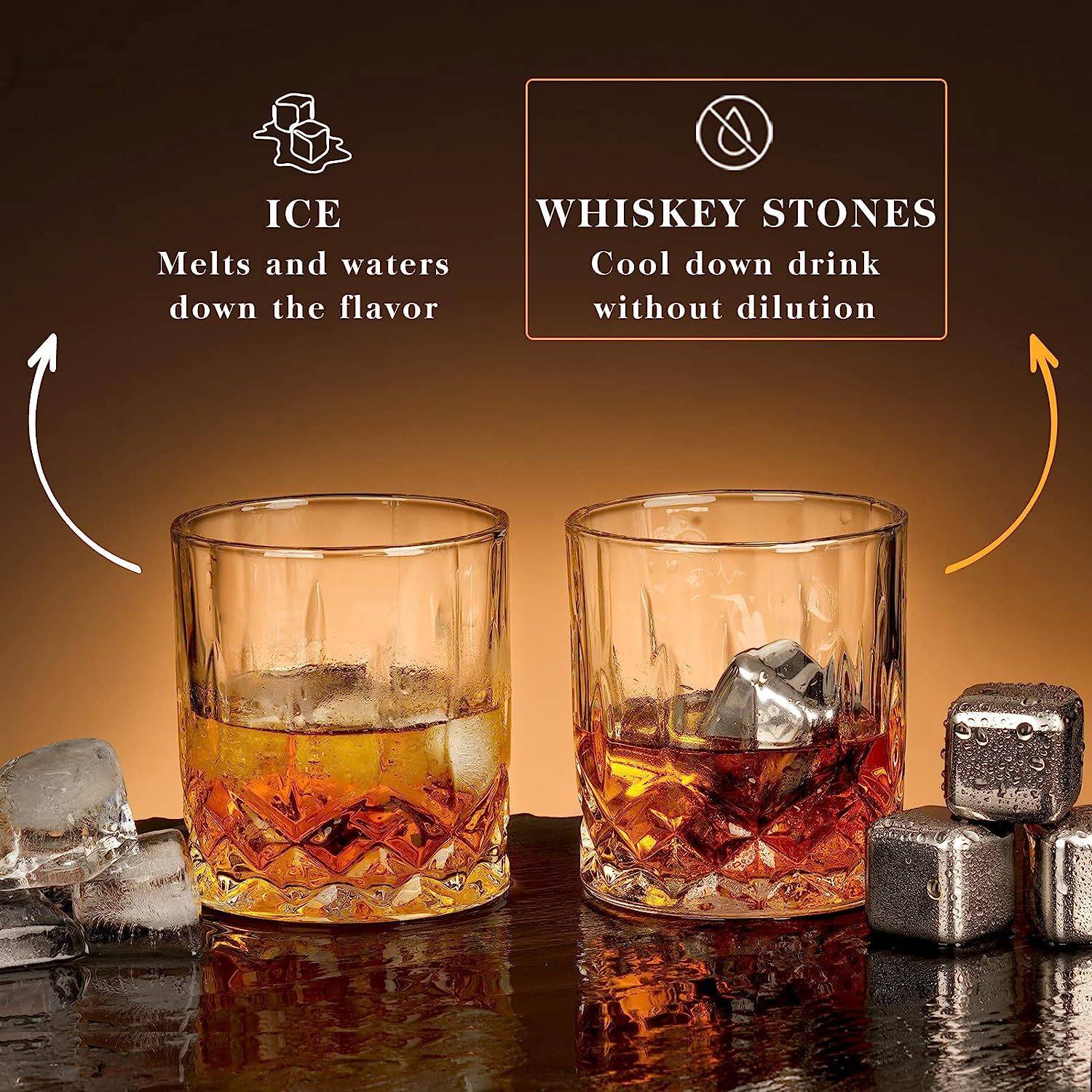 Whiskey Ice Cubes Wine Drinking Glass in Box set 2