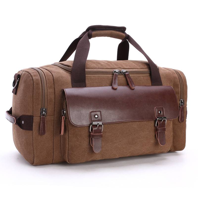Expandable Canvas Genuine Leather Duffle Bag 2