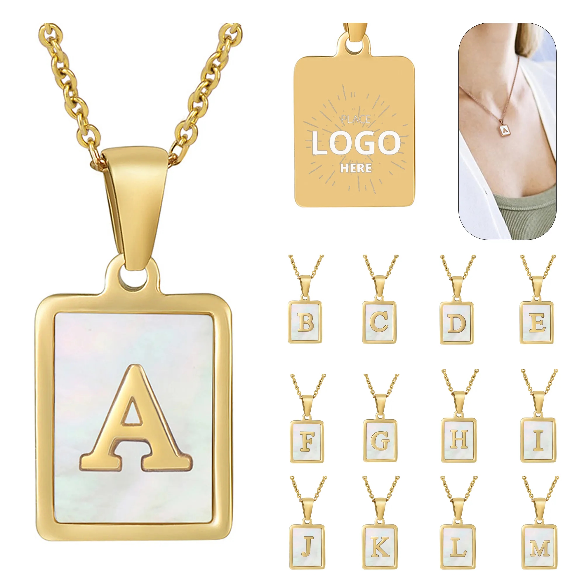 Stainless Steel Alphabet Necklace 6