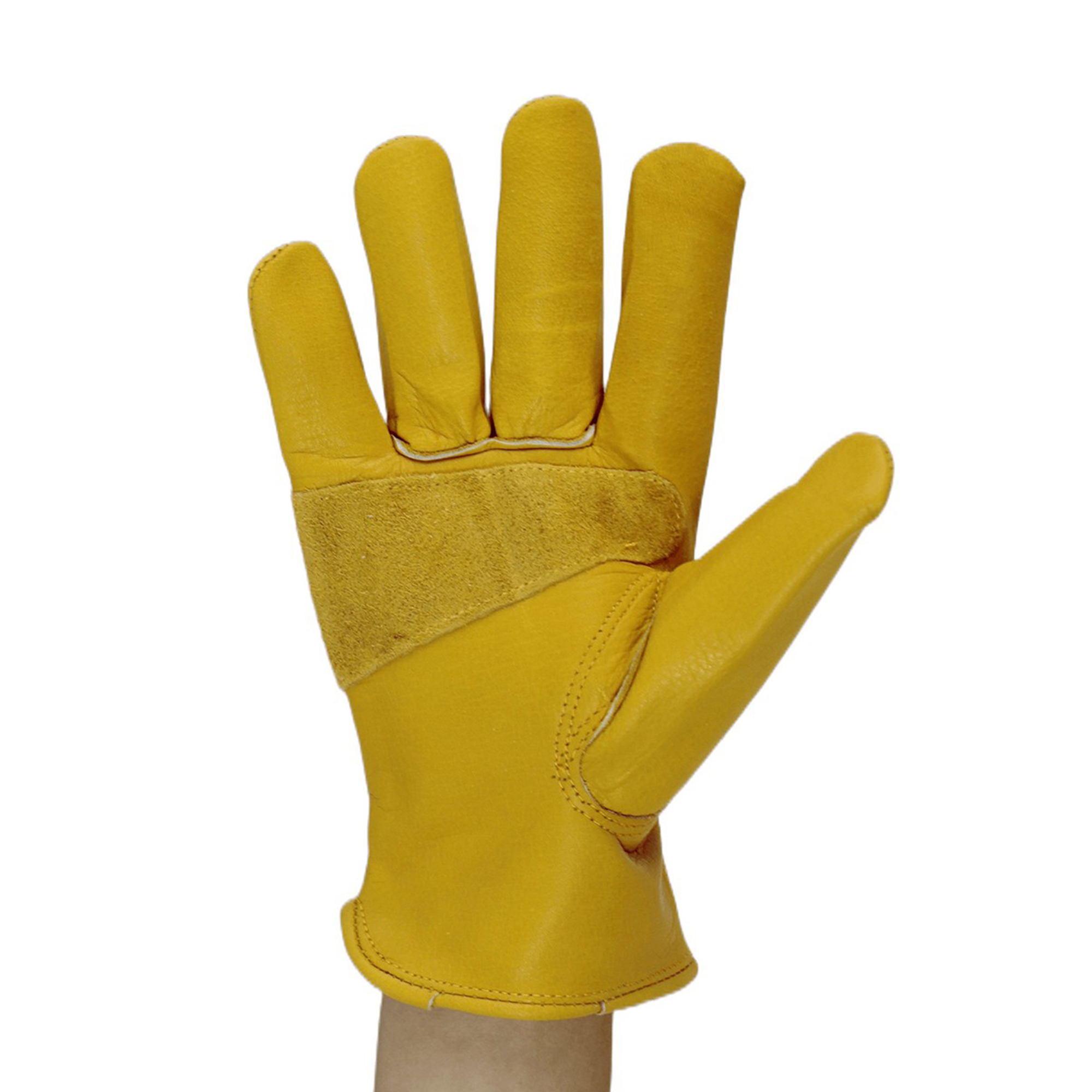 Yellow Cowhide Leather Palm Gloves 2
