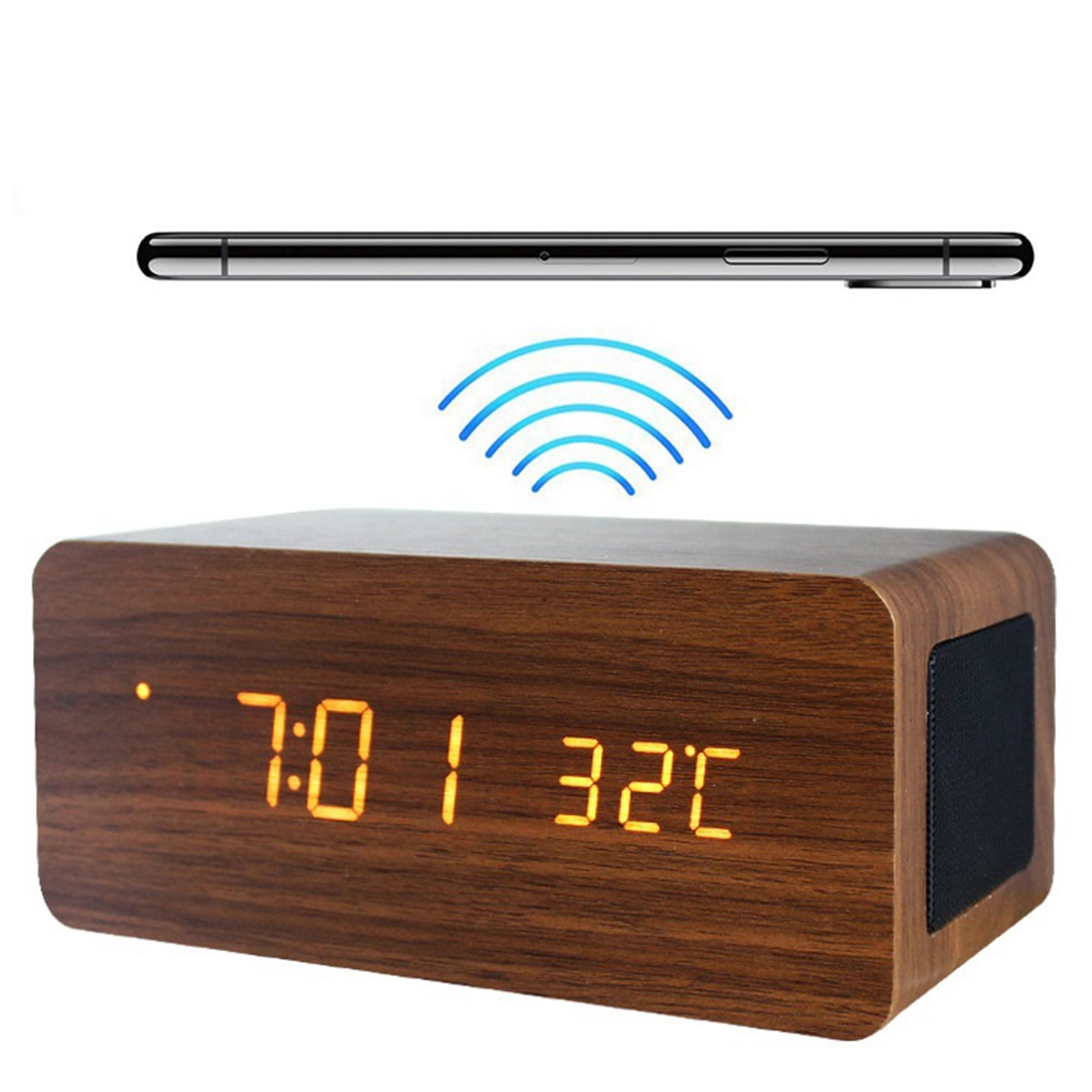 10 W Wood Wireless Charger with Speaker & Alarm Clock 2
