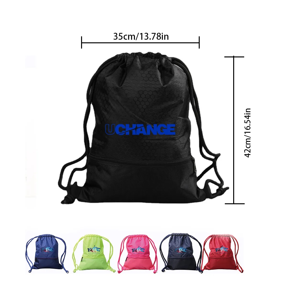 Polyester Drawstring Backpack With Zipper Pocket 4