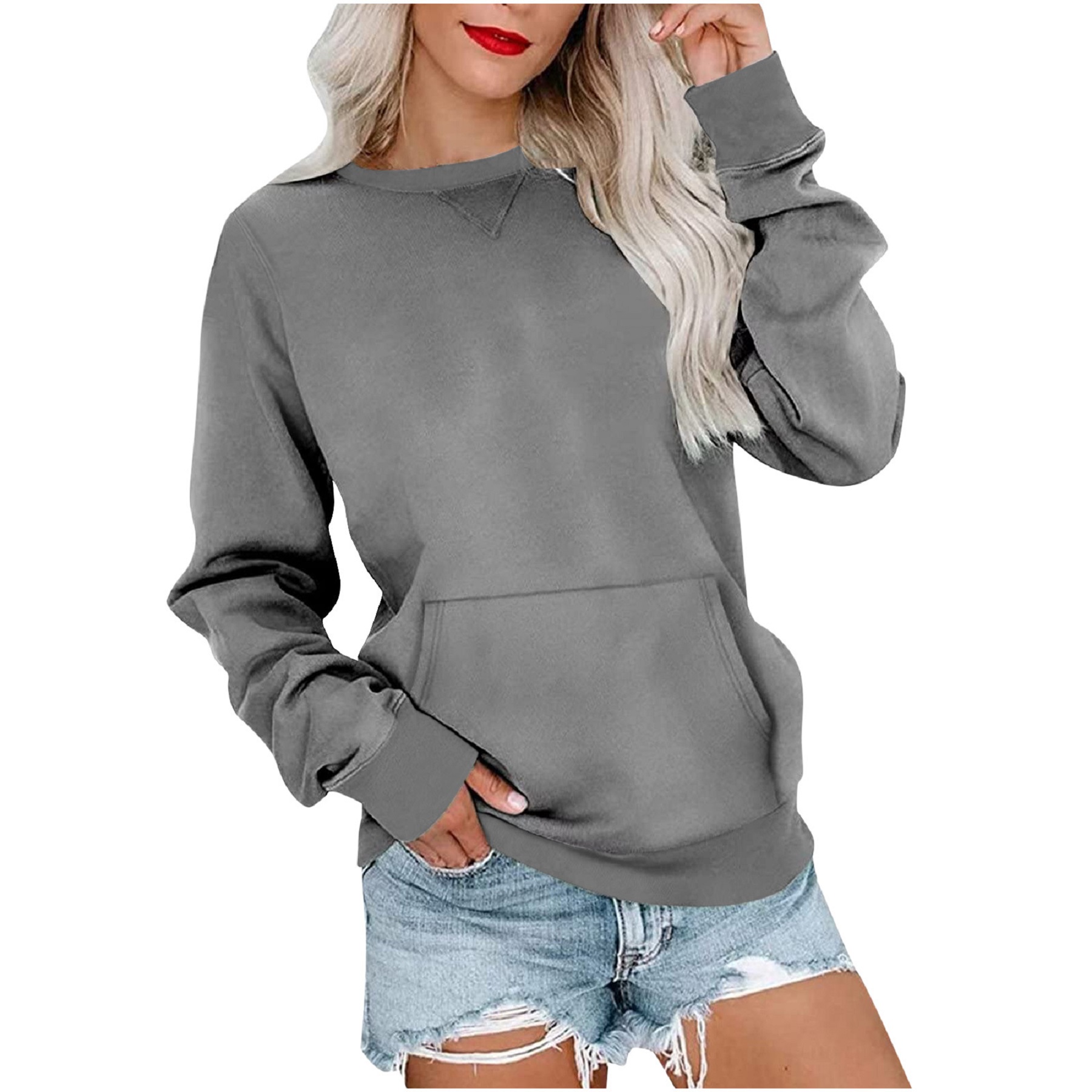 Casual Womens Sweatshirts Crewneck Long Sleeve Tops, custom hoodie or sweatshirt with logo imprint 15