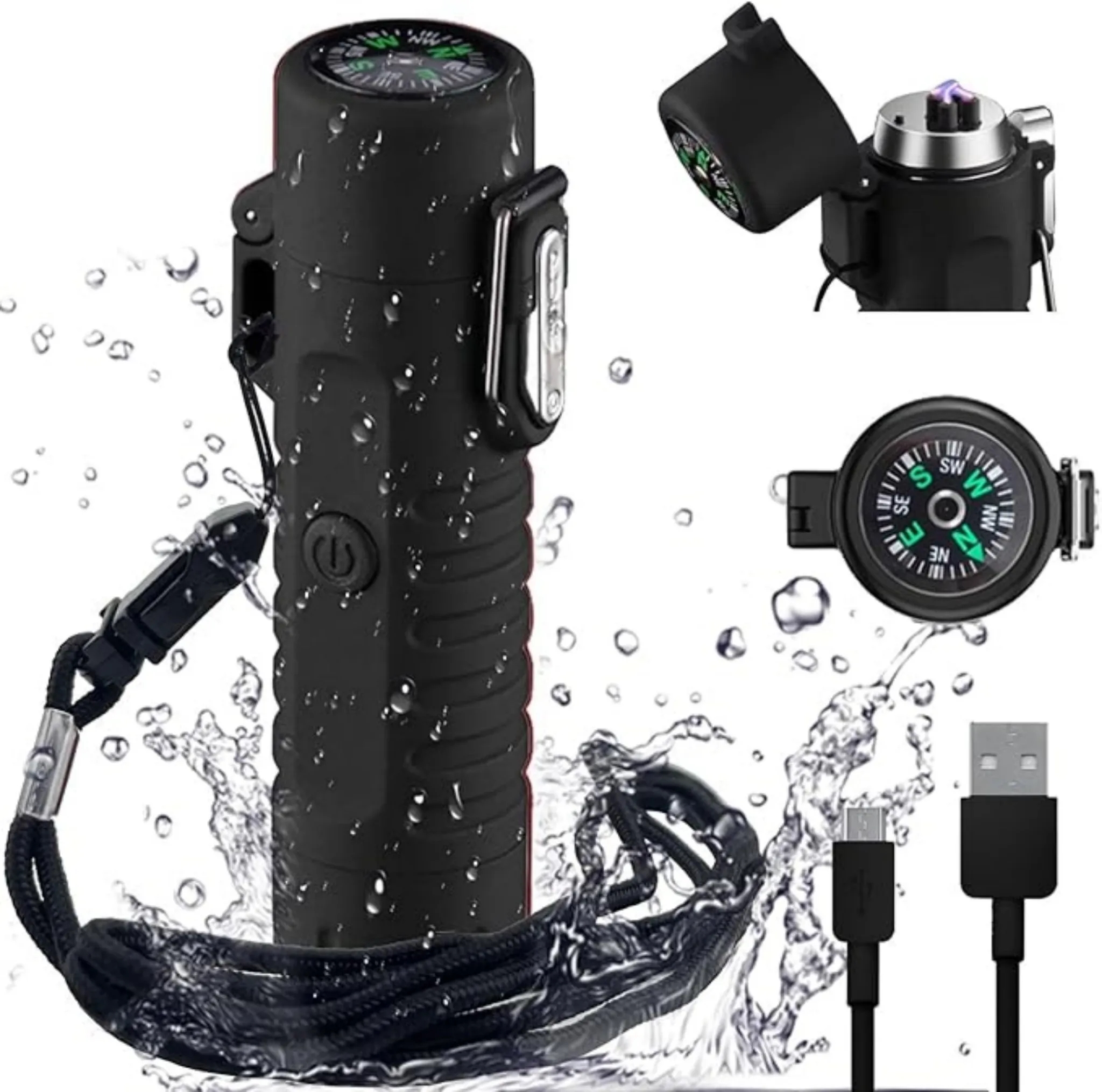 Rechargeable Arc Lighter with Flashlight & Compass 8