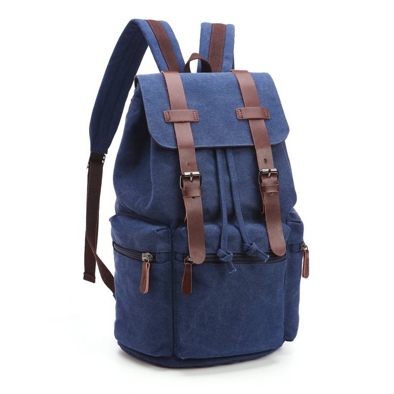 Canvas Vintage Backpack PU Leather Casual Bookbag 5